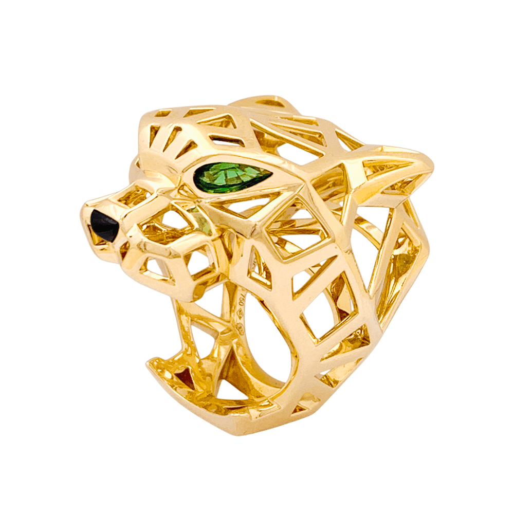 Bague Cartier, "Panthère de Cartier", or jaune, tsavorites, onyx.