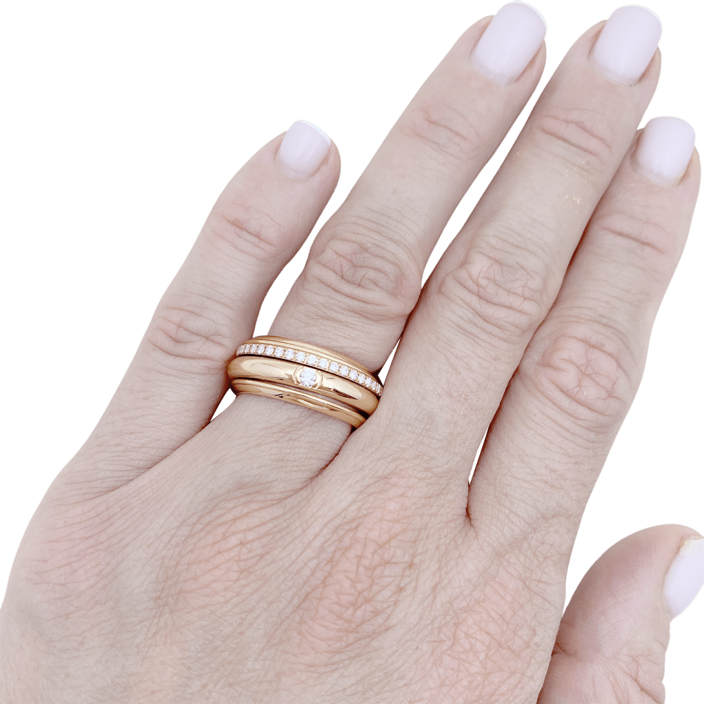 Bague Piaget "Possession" or rose, diamants.