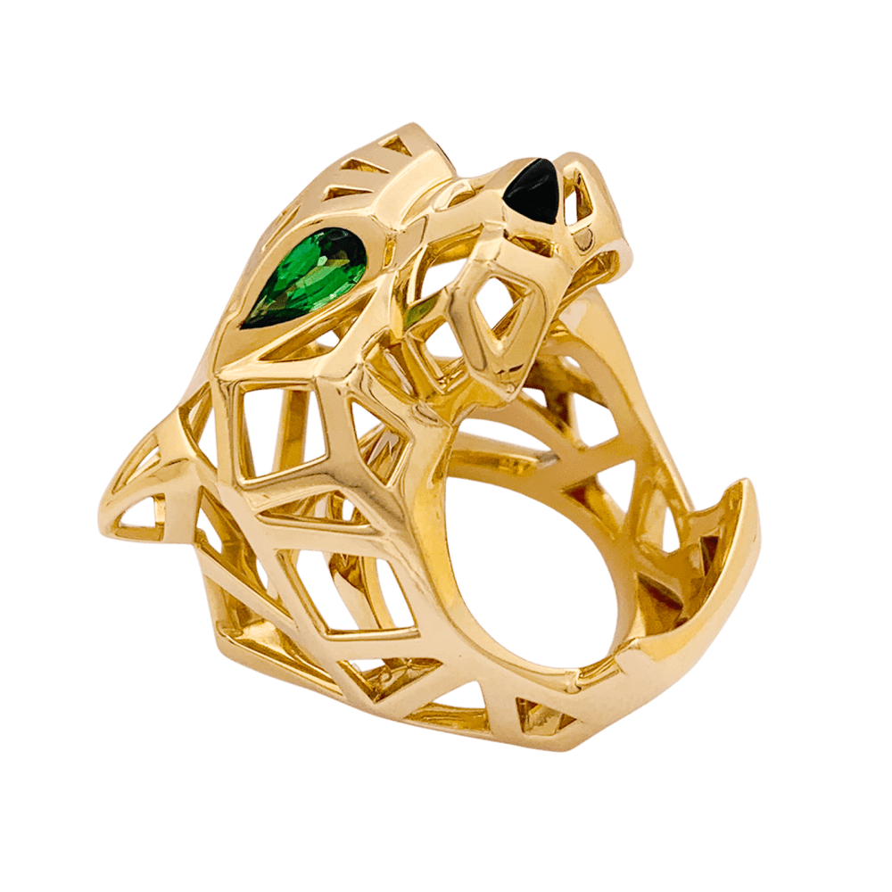 Bague Cartier, "Panthère de Cartier", or jaune, tsavorites, onyx.
