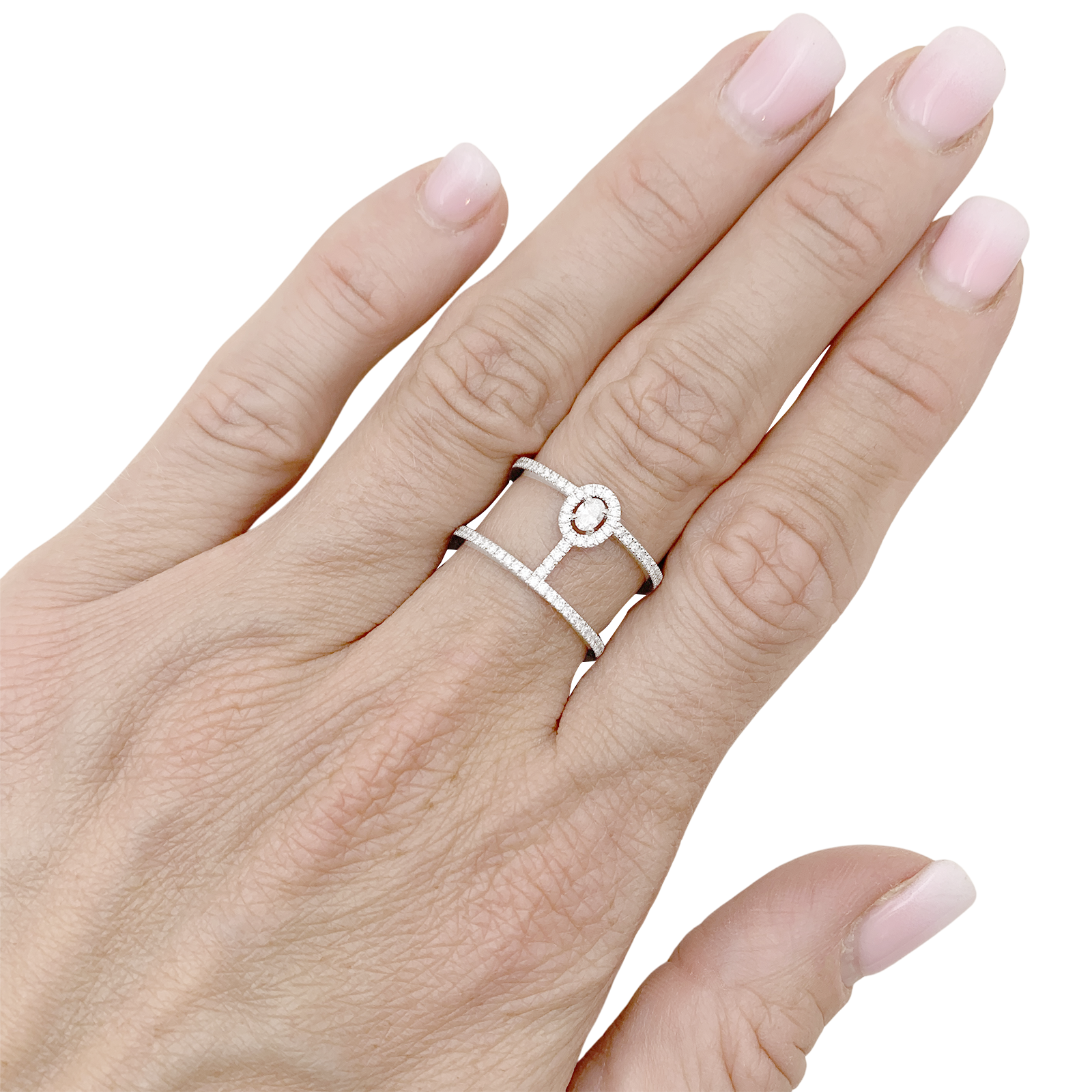 Bague Messika "Glam'Azone" or blanc, diamants.