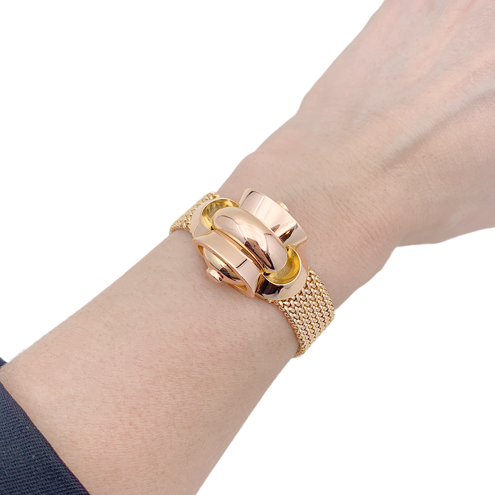 Montre vintage secrète, or rose.