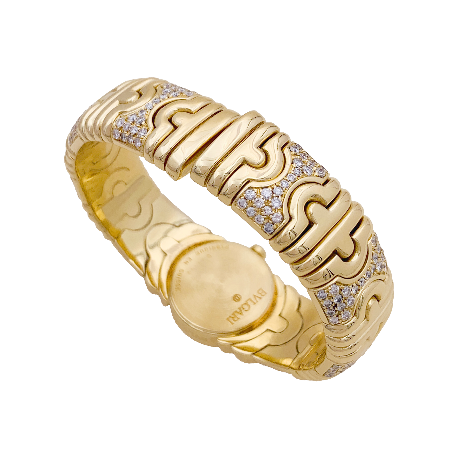 Montre Bulgari,"Parentesi", en or jaune, diamants.