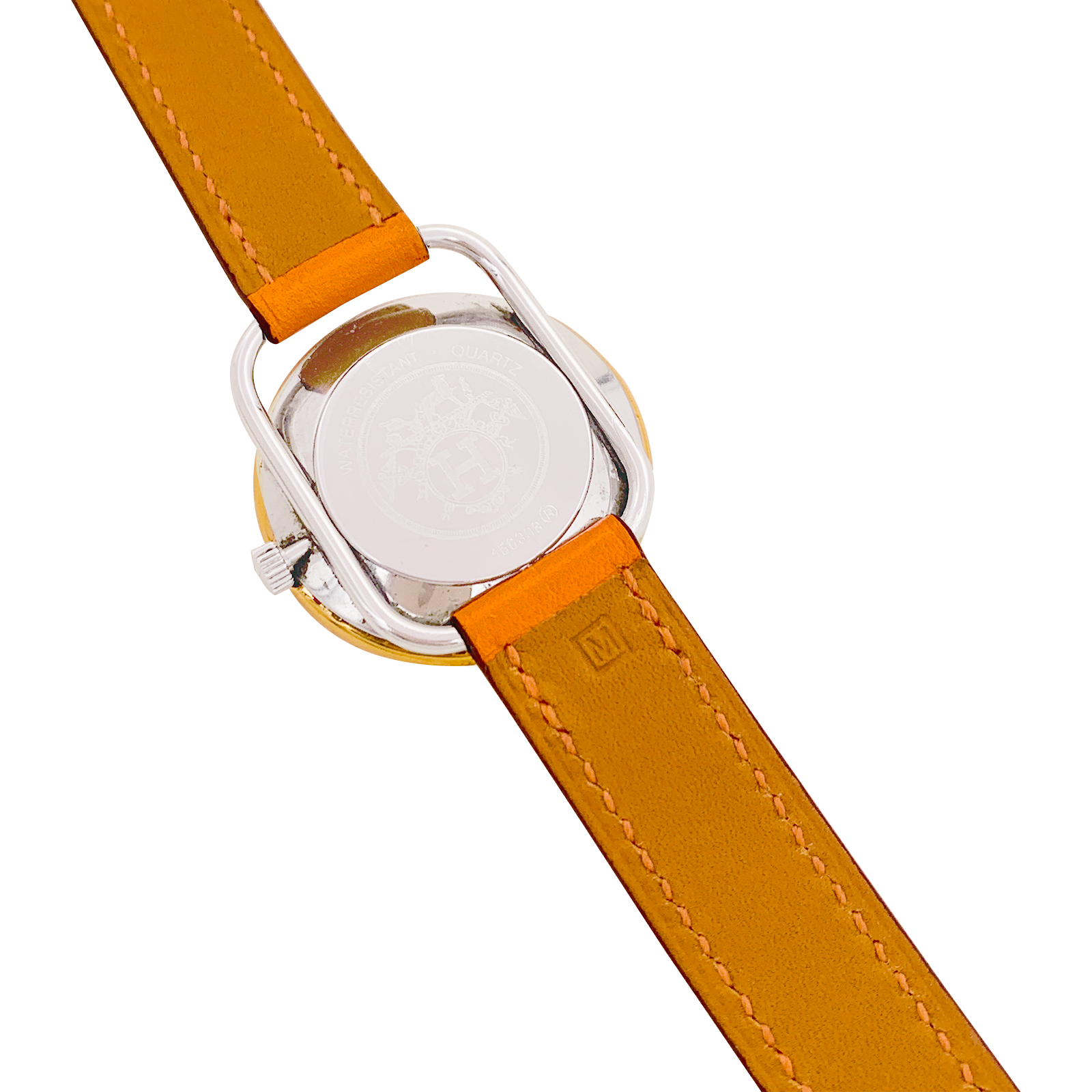 Montre Hermès, "Arceau", plaqué or, acier, cuir.