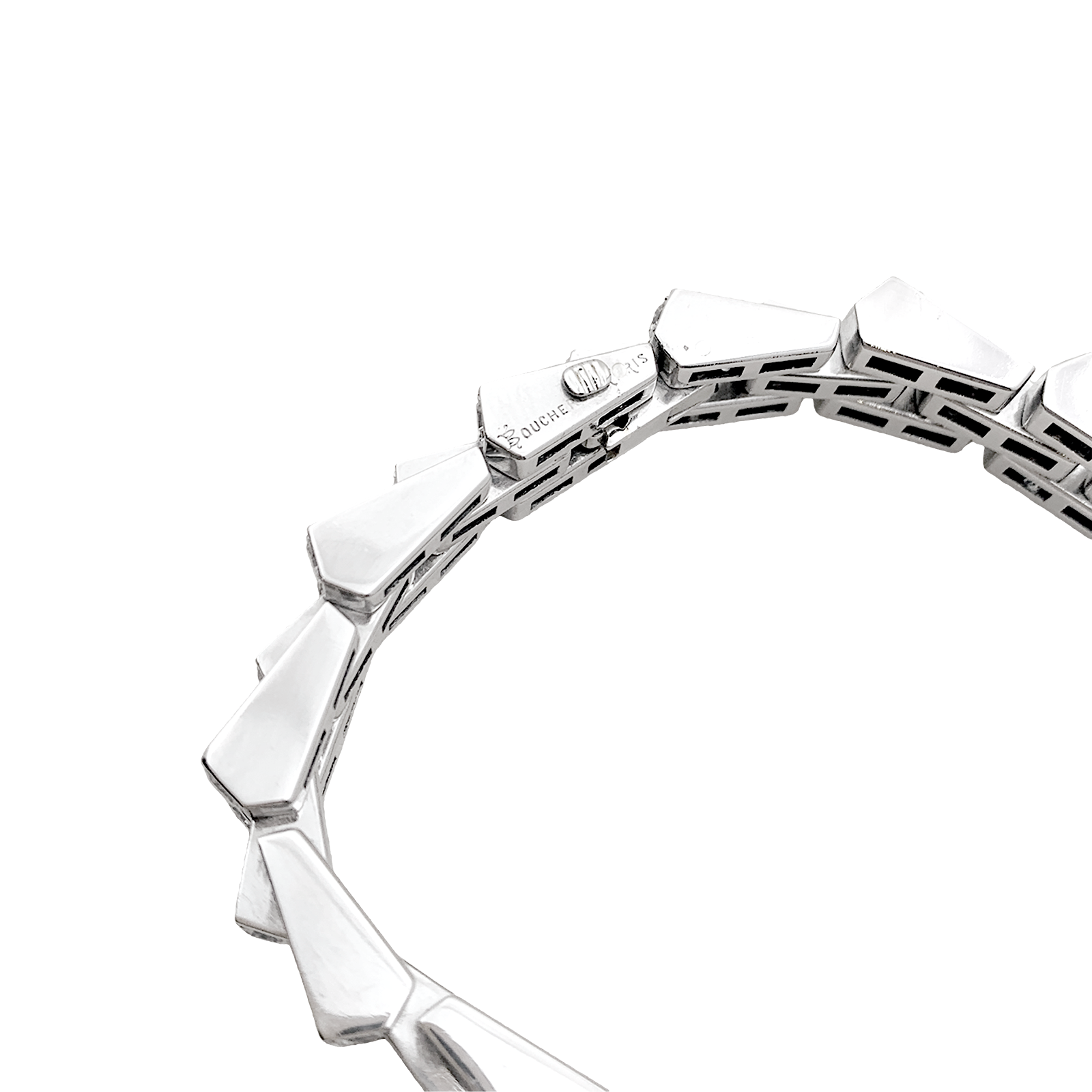 Bracelet Vintage Boucheron, "Crémaillère", platine, diamants.