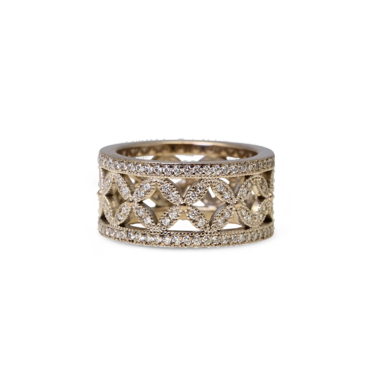 Bague bandeau en or blanc et diamants - Maison Eloe