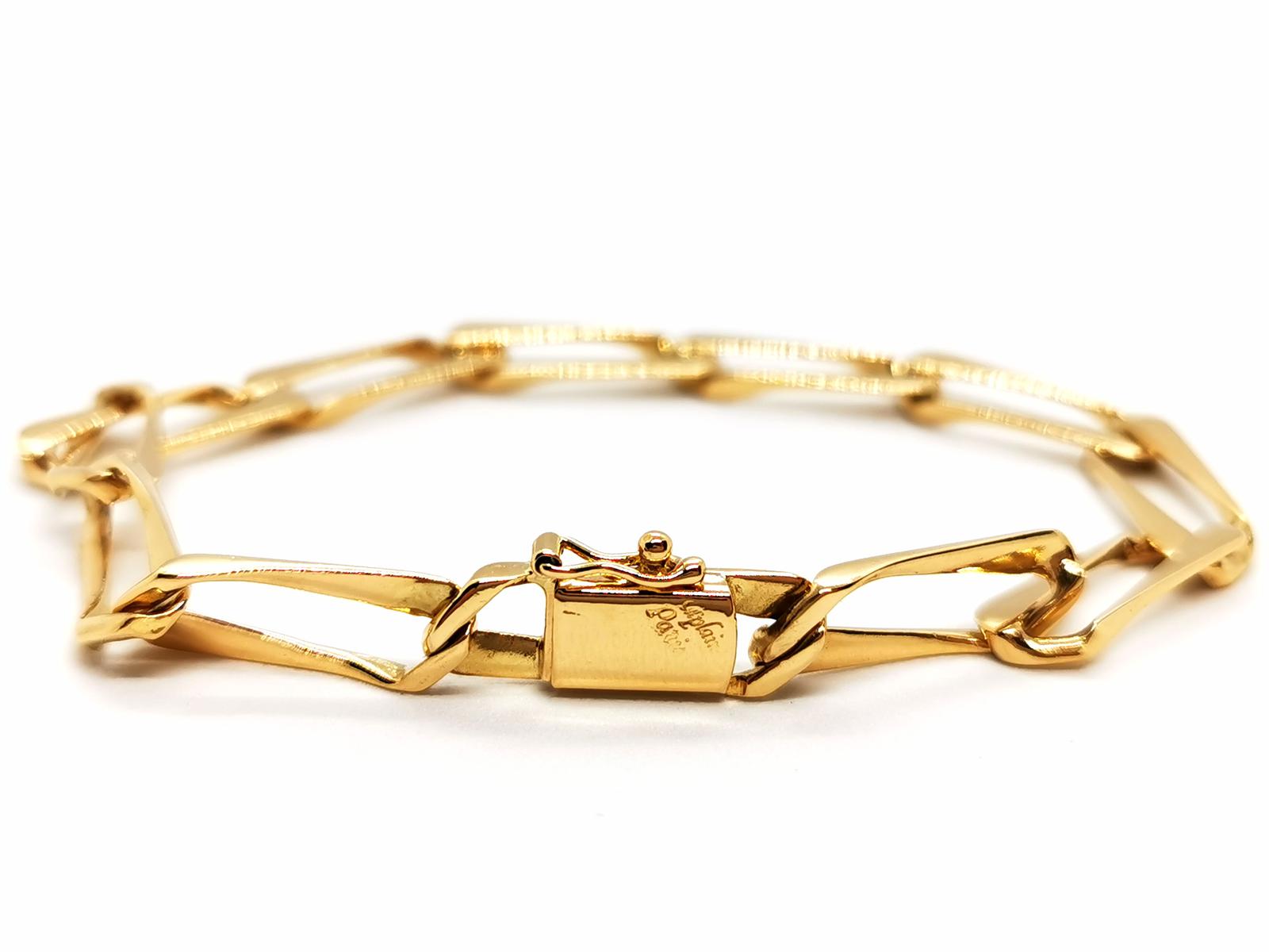 Caplain Saint André Curb Link Bracelet Yellow Gold Sapphire