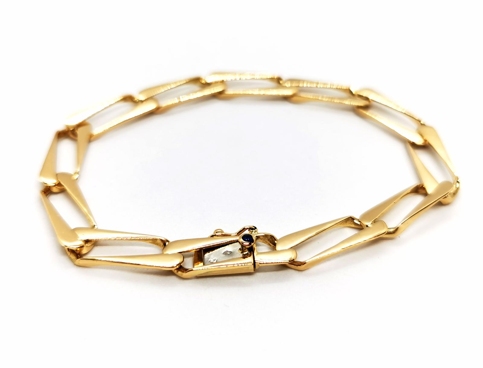 Caplain Saint André Curb Link Bracelet Yellow Gold Sapphire