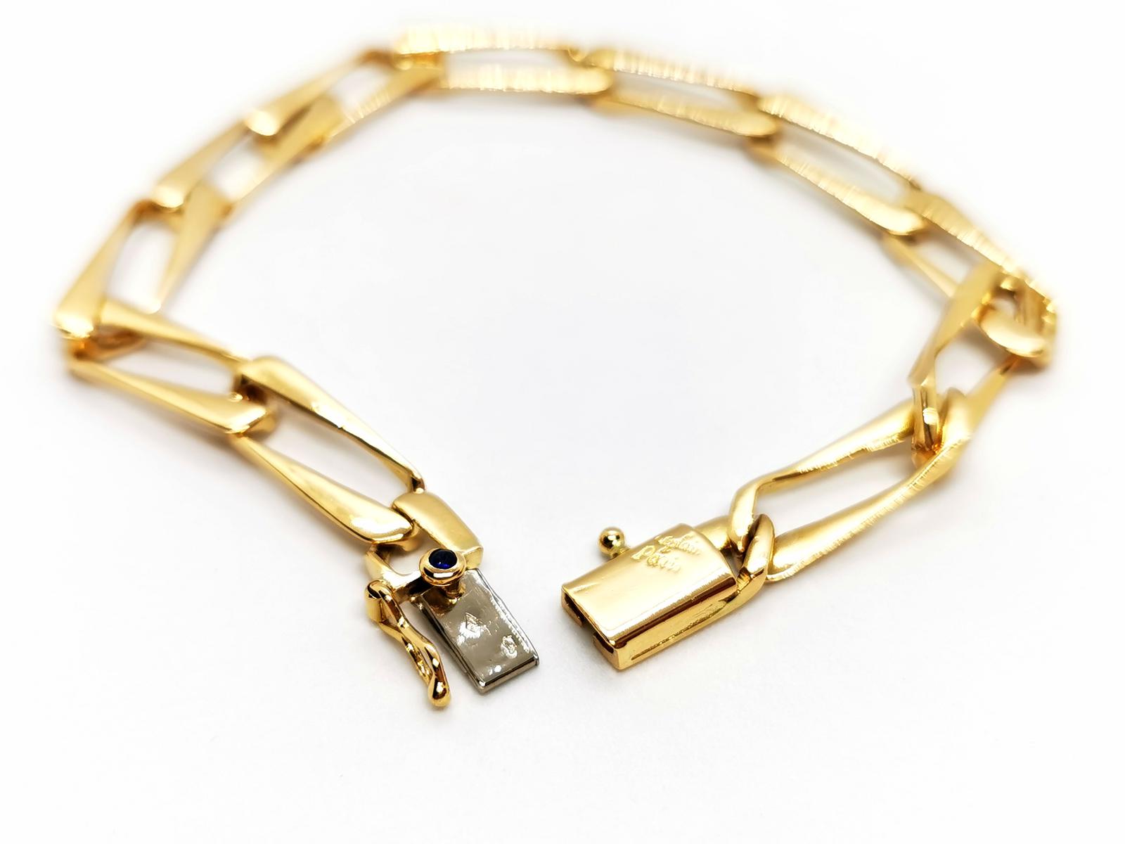 Caplain Saint André Curb Link Bracelet Yellow Gold Sapphire