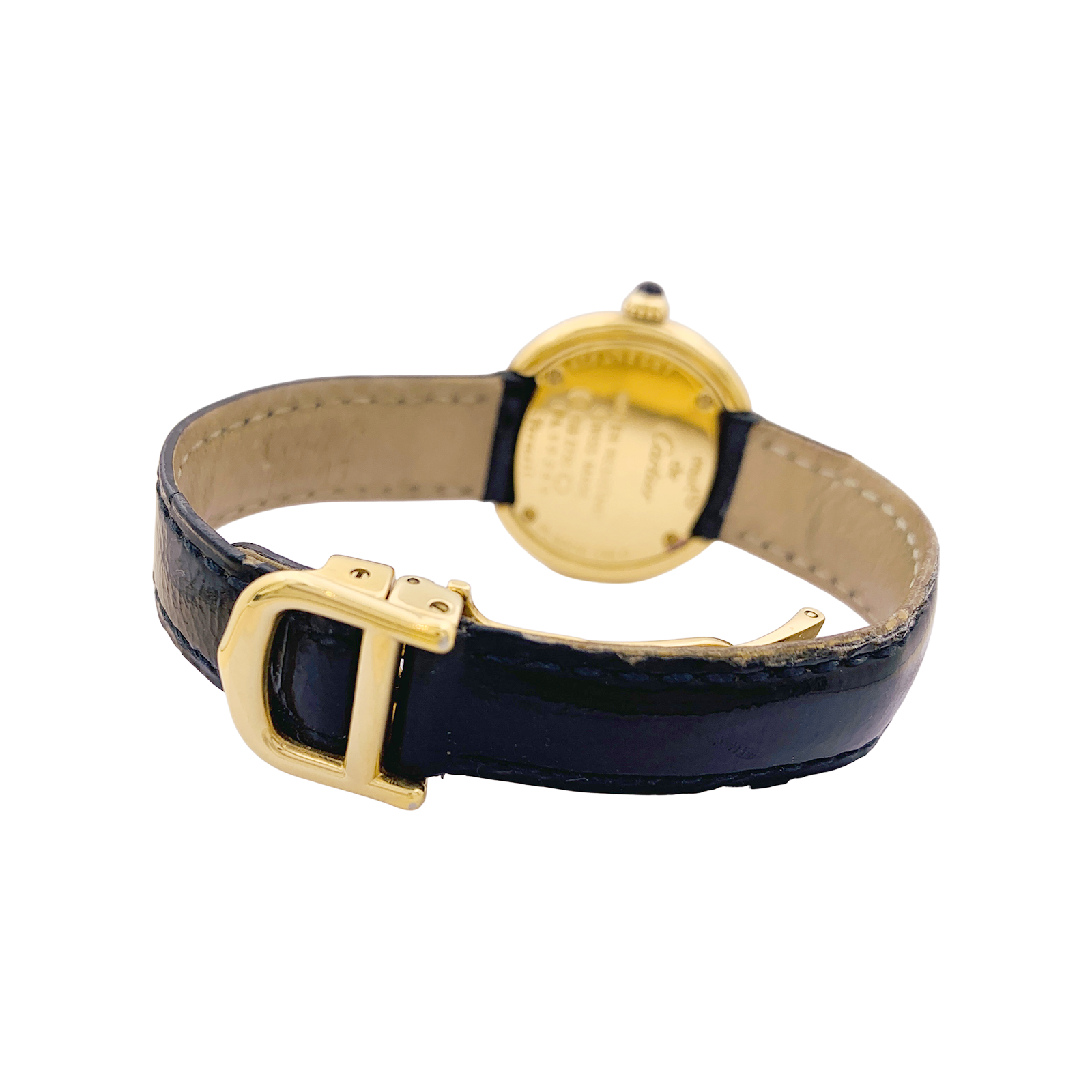 Montre Cartier, "Trinity Must", argent plaqué or, cuir.