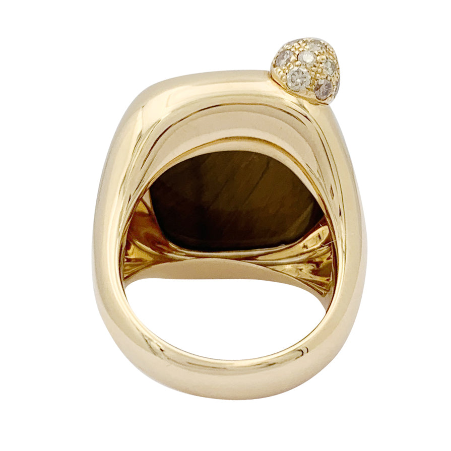 Bague Pomellato "Ritratto" or rose, diamants, oeil de tigre.