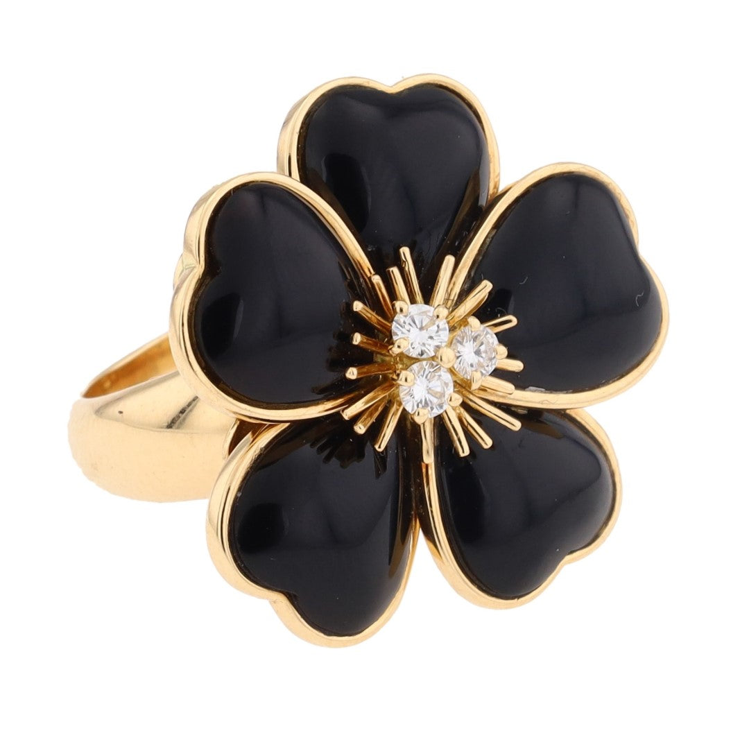 Van Cleef &amp; Arpels Christmas Rose Ring Yellow Gold Diamond