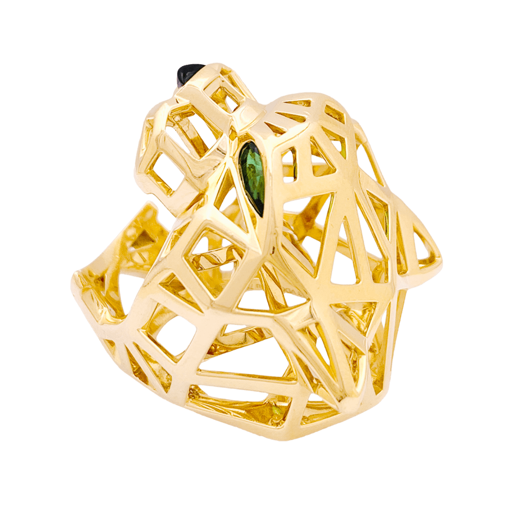 Bague Cartier, "Panthère de Cartier", or jaune, tsavorites, onyx.