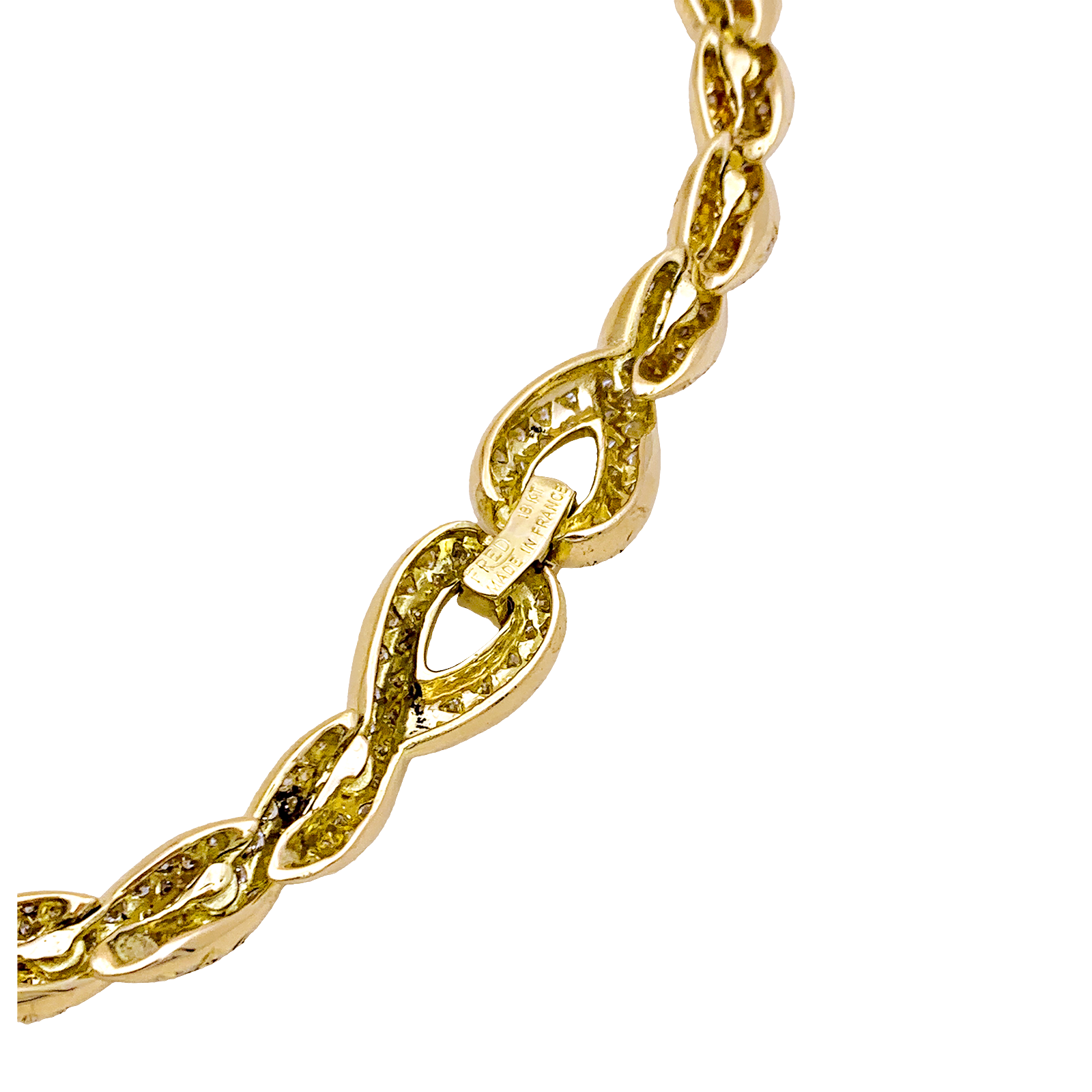 Collier vintage Fred, or jaune et diamants.