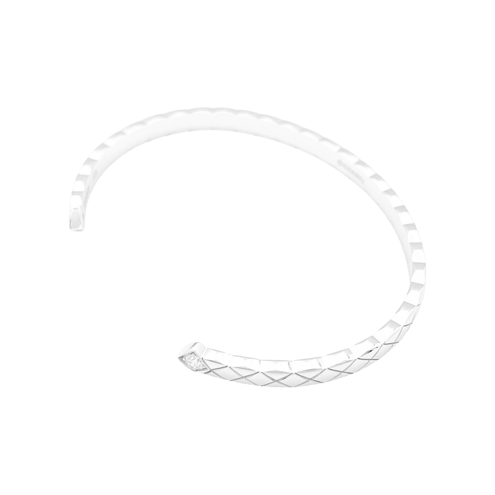 Bracelet Chanel, "Coco Crush", or blanc, diamants.