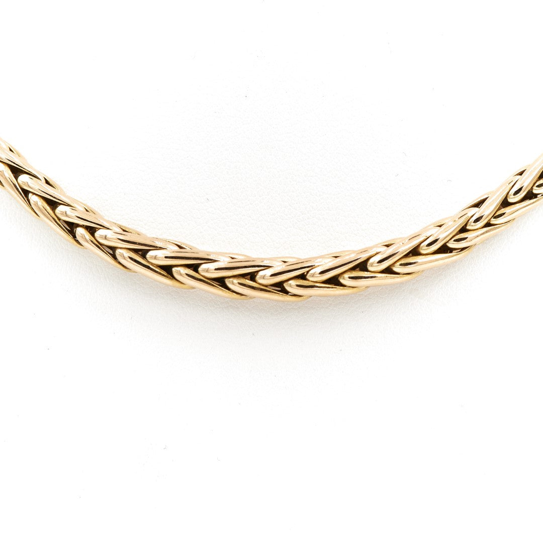 Caplain Saint André Palm Tree Mesh Necklace Yellow Gold Sapphire