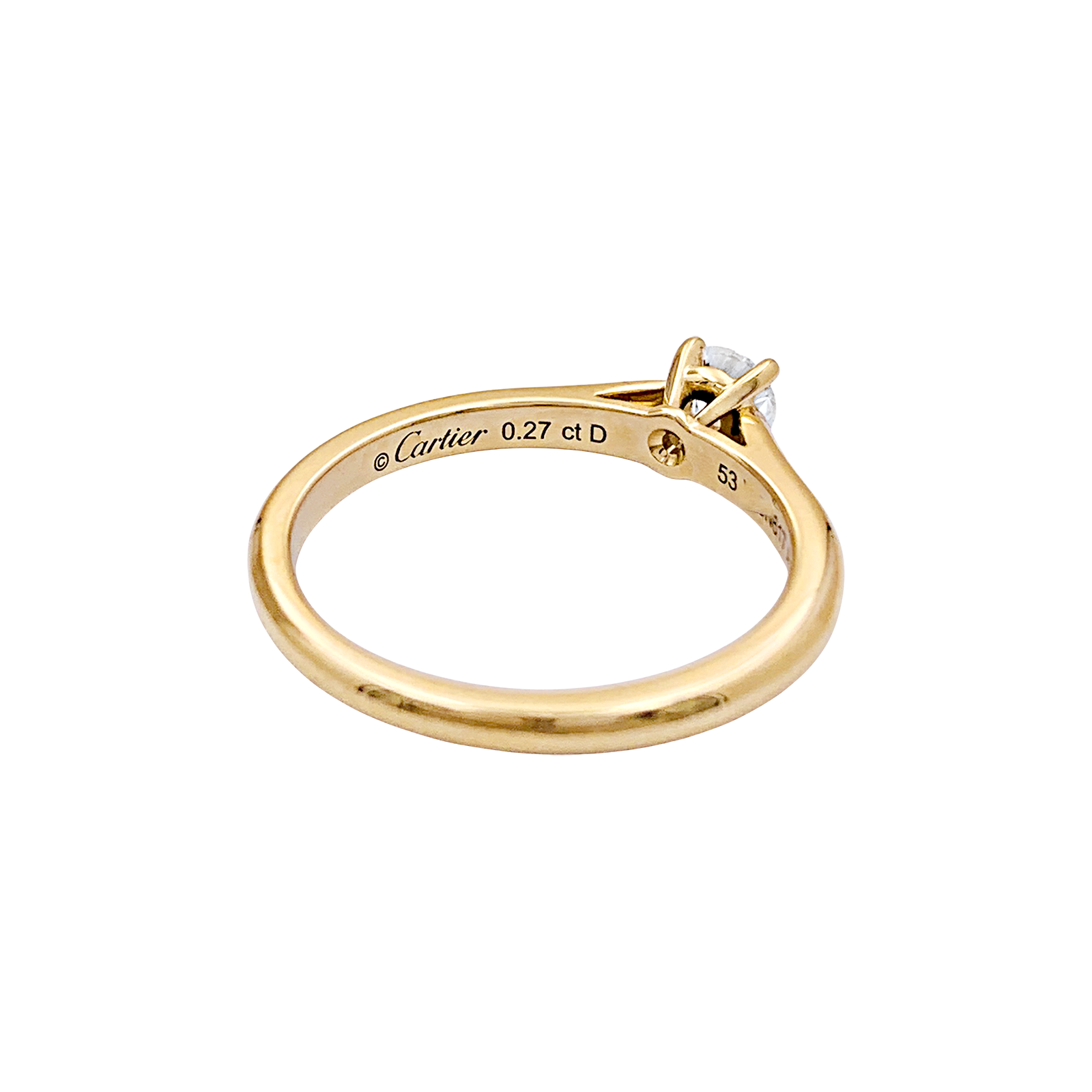 Solitaire Cartier,"1895", or jaune, diamant.