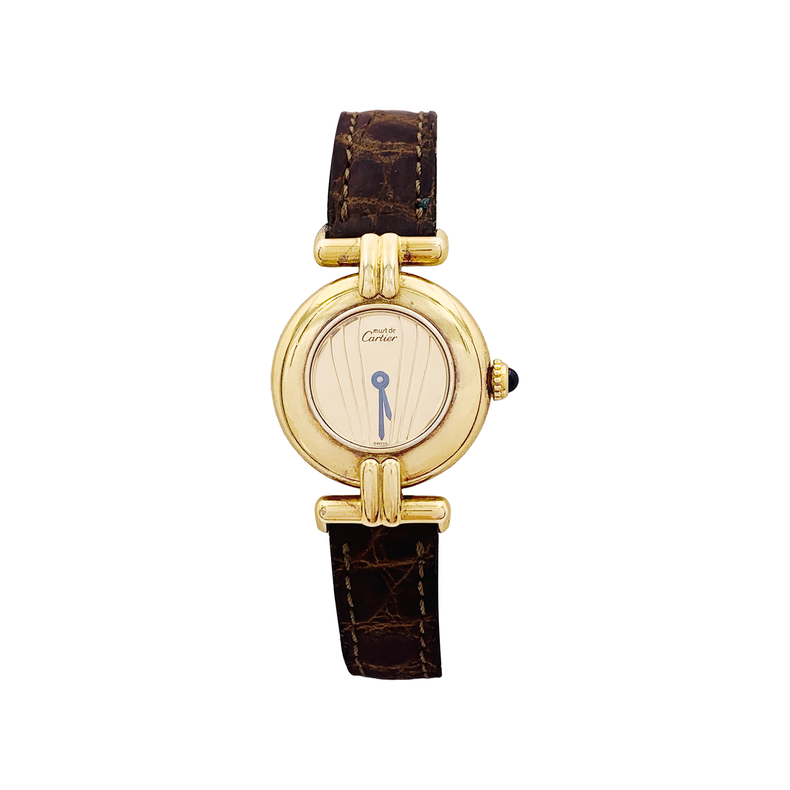Montre Cartier, "Colisée Must", vermeil, cuir.