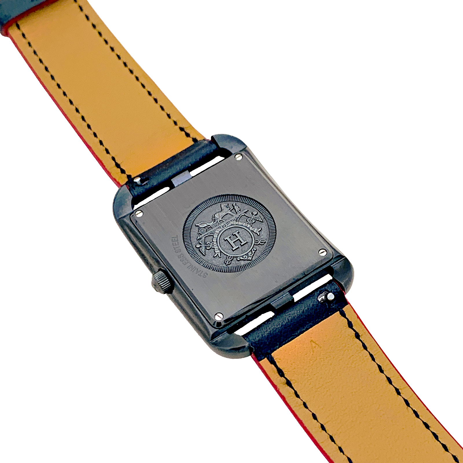 Montre Mixte Hermès, "Cape Cod Shadow, acier noirci, cuir.