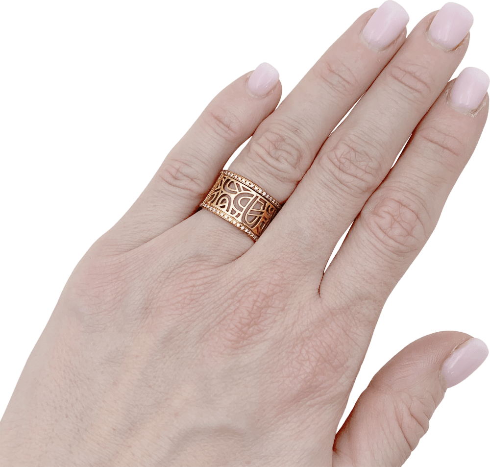 Bague Poiray, "Coeur Fil", or rose et diamants.