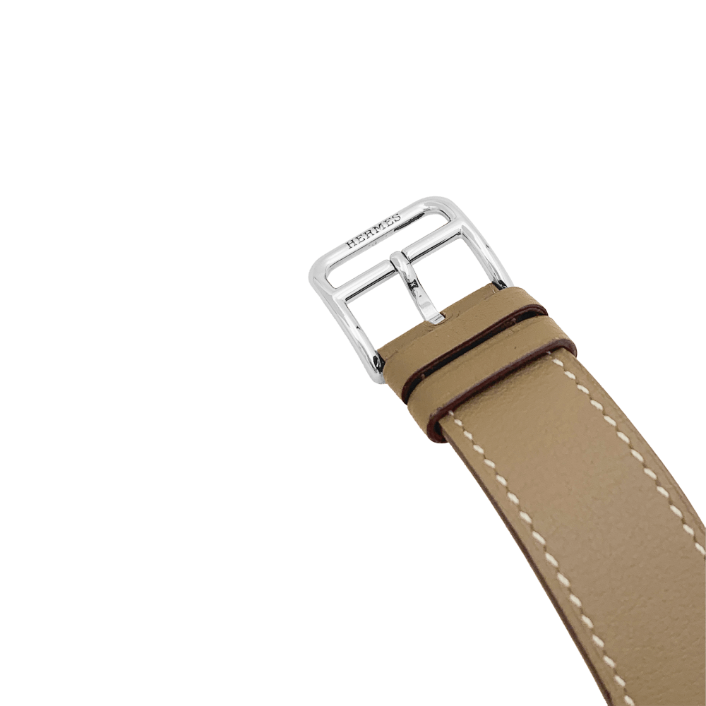 Montre Hermès, "Cape Cod", acier sur cuir.