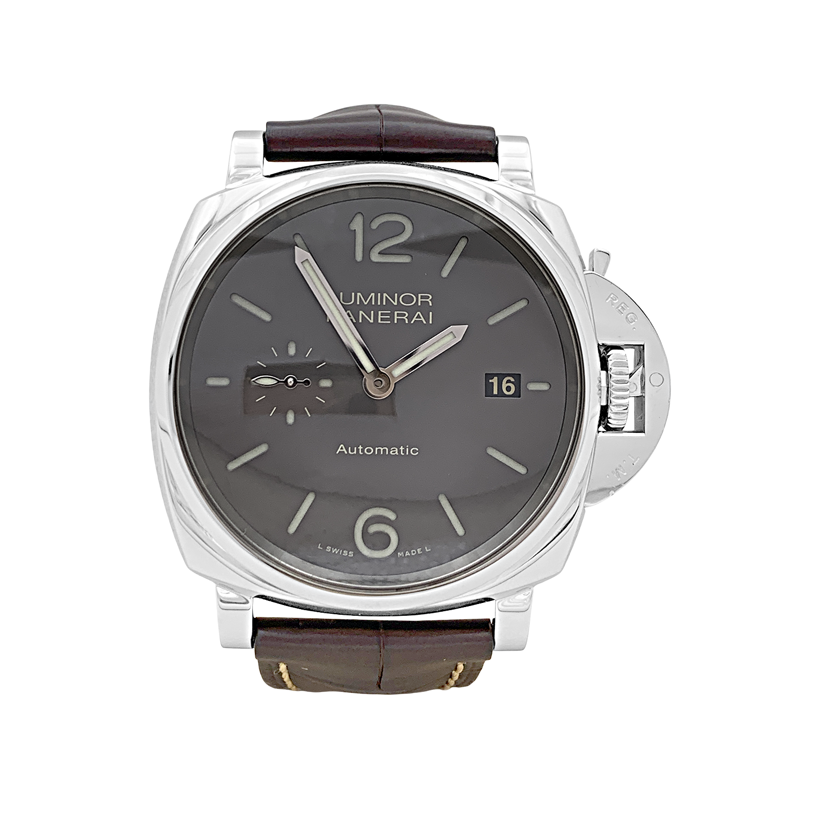 Montre "Panerai Luminor Due", acier, cuir.