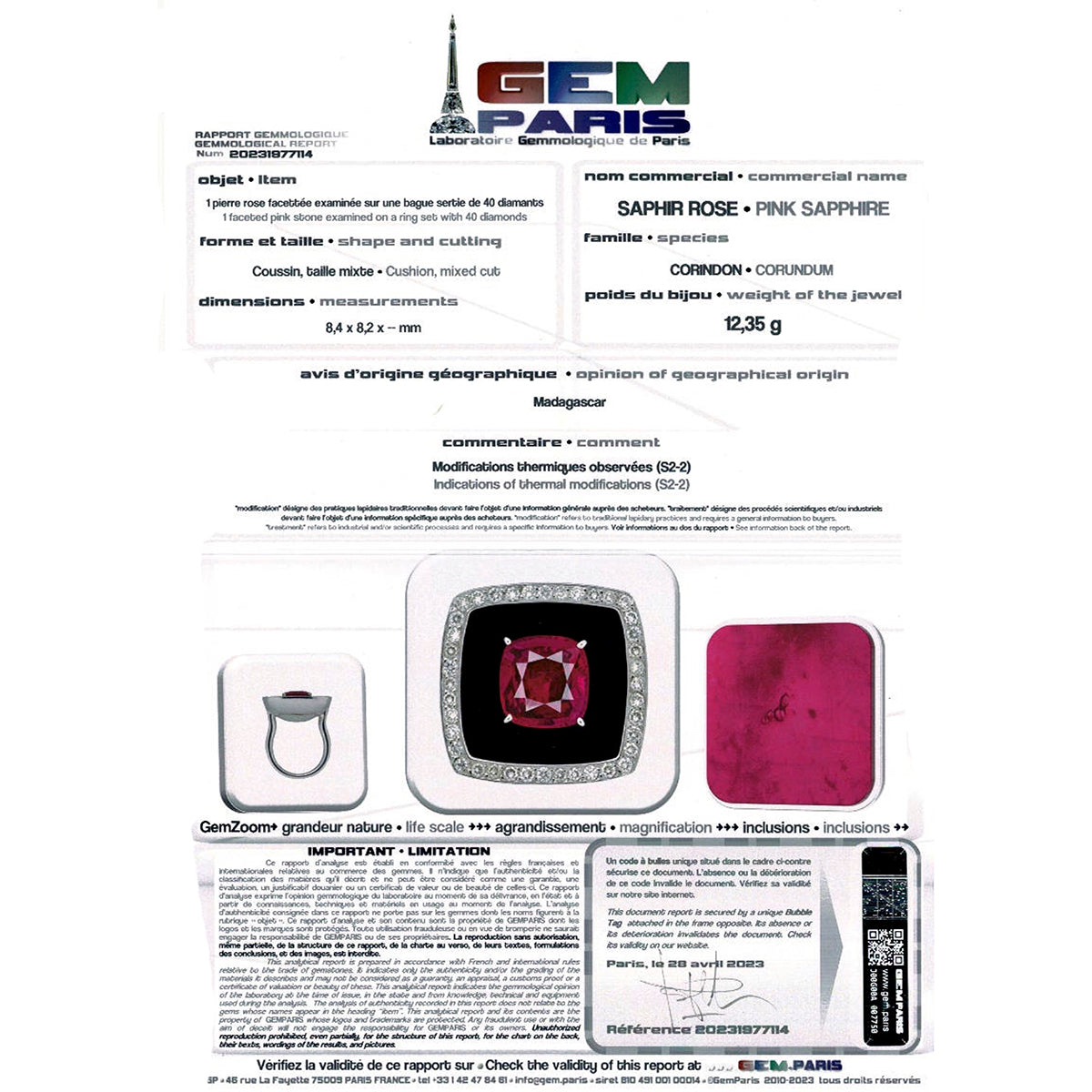 Chanel ring, "Nuit Noire", white gold, pink sapphire, diamonds, enamel.