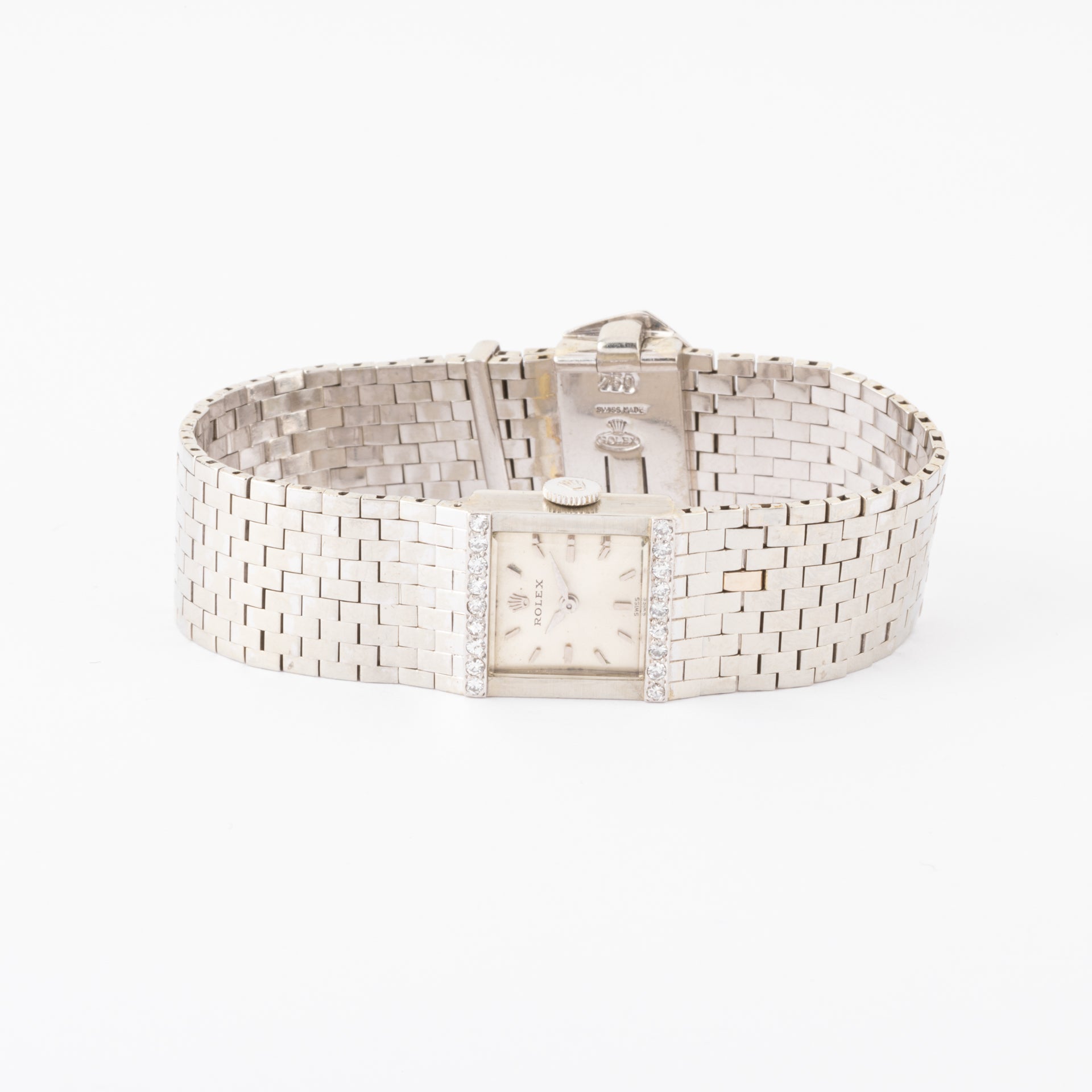 Rolex, a vintage watch in white gold and diamonds.