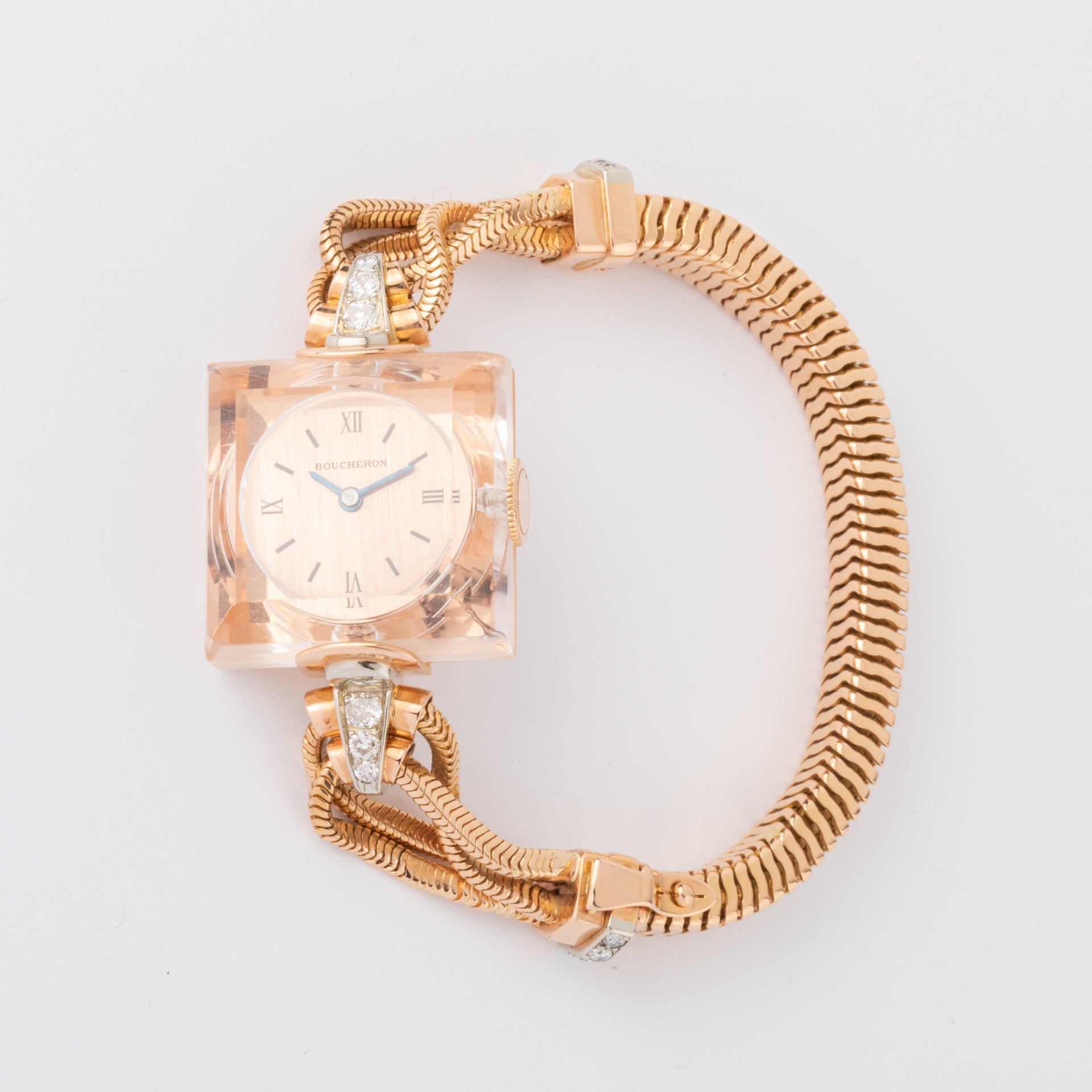 Vintage Boucheron watch in rock crystal and gold
