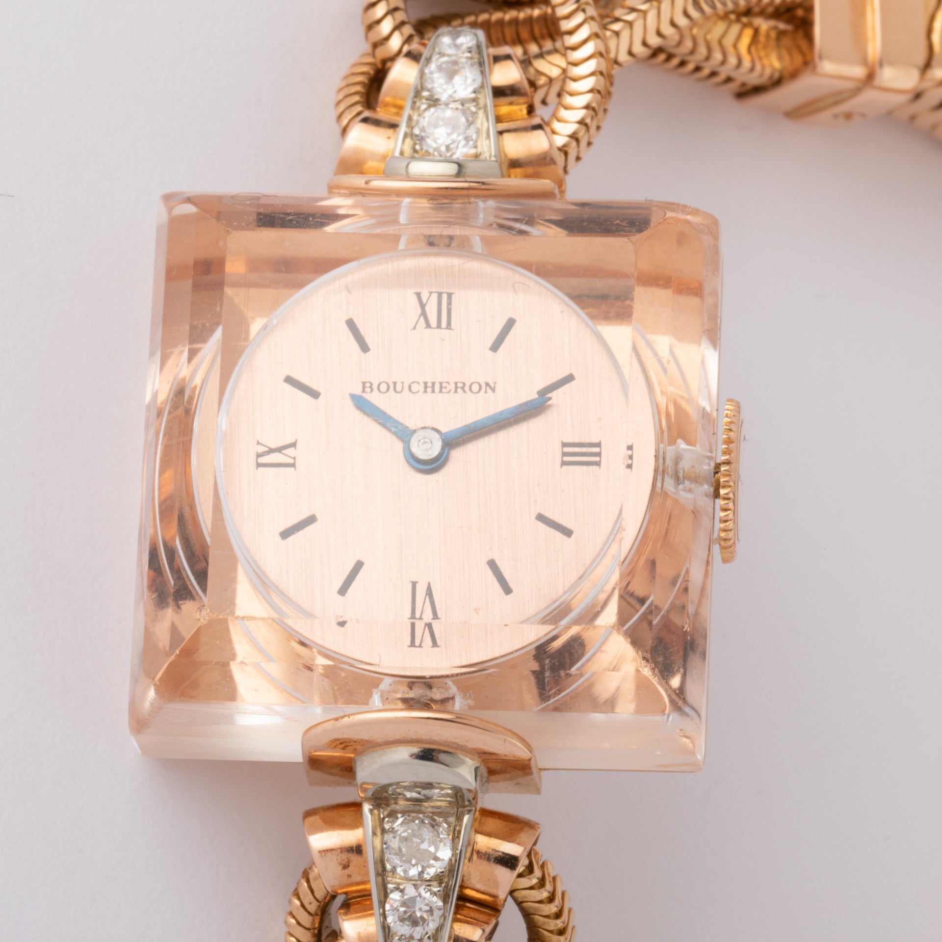 Vintage Boucheron watch in rock crystal and gold
