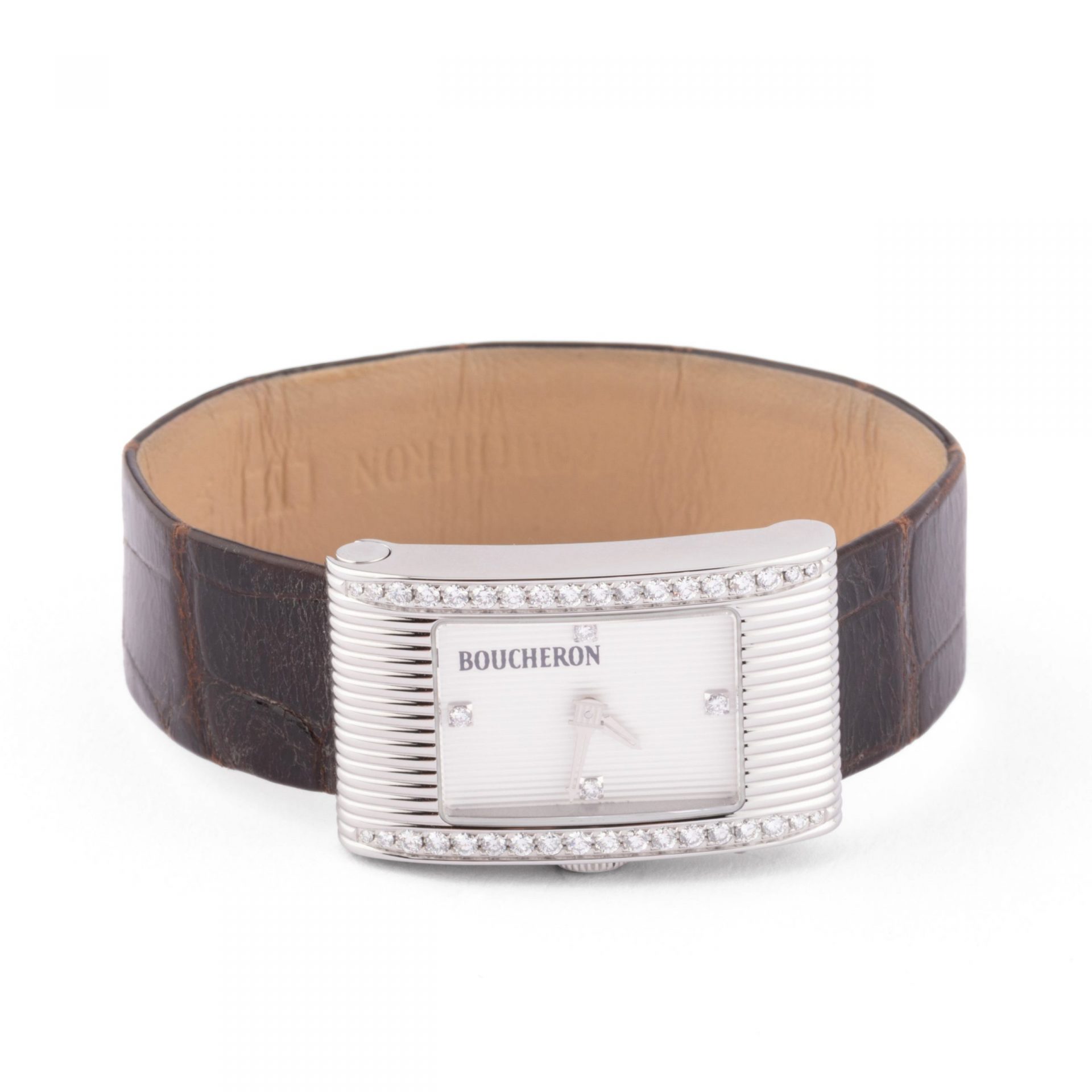 Boucheron rectangular steel watch from the Reflet collection