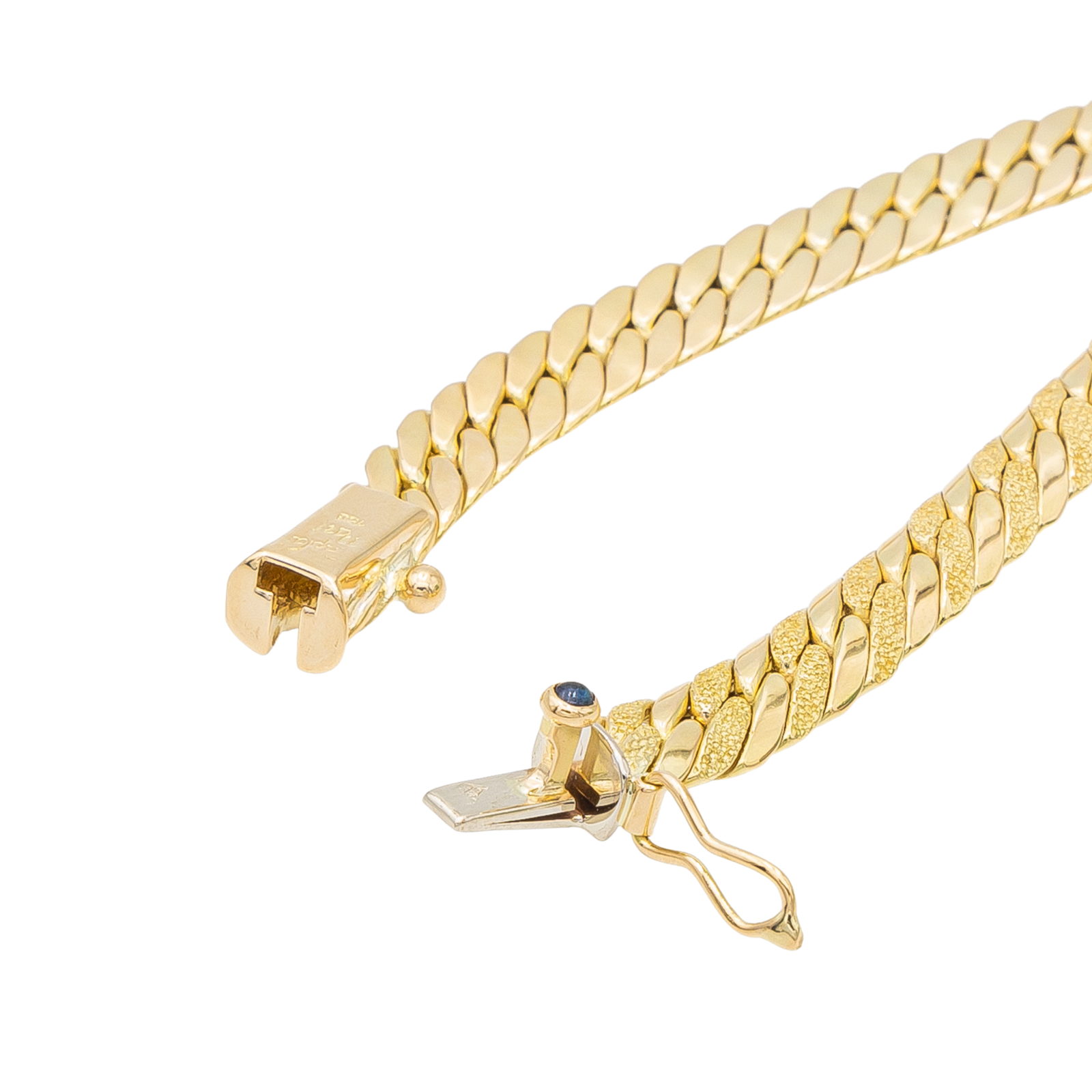 Caplain Saint André Necklace English Mesh Yellow Gold Sapphire