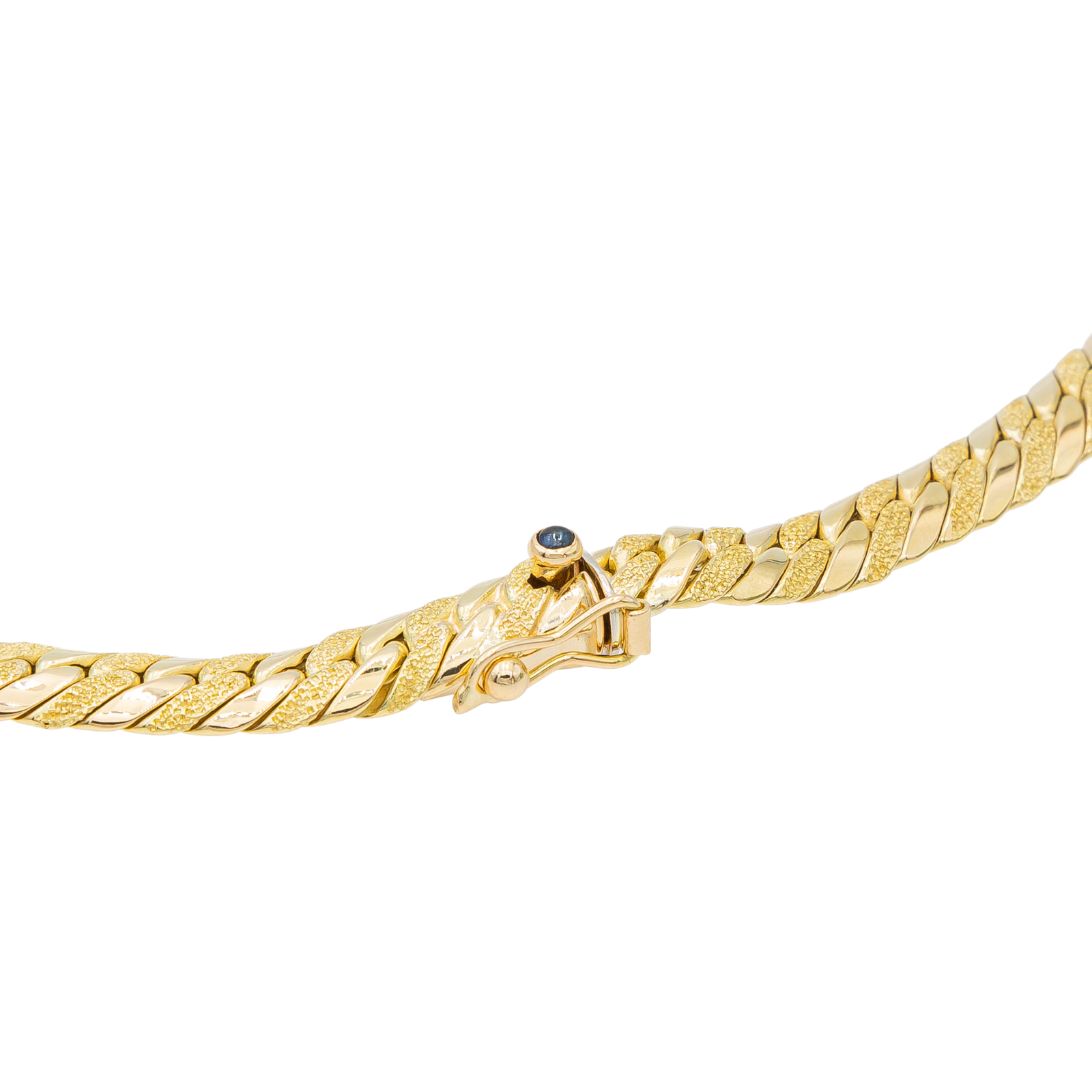 Caplain Saint André Necklace English Mesh Yellow Gold Sapphire