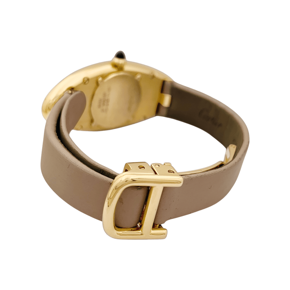 Montre Cartier, "Baignoire Allongée", or rose, cuir.