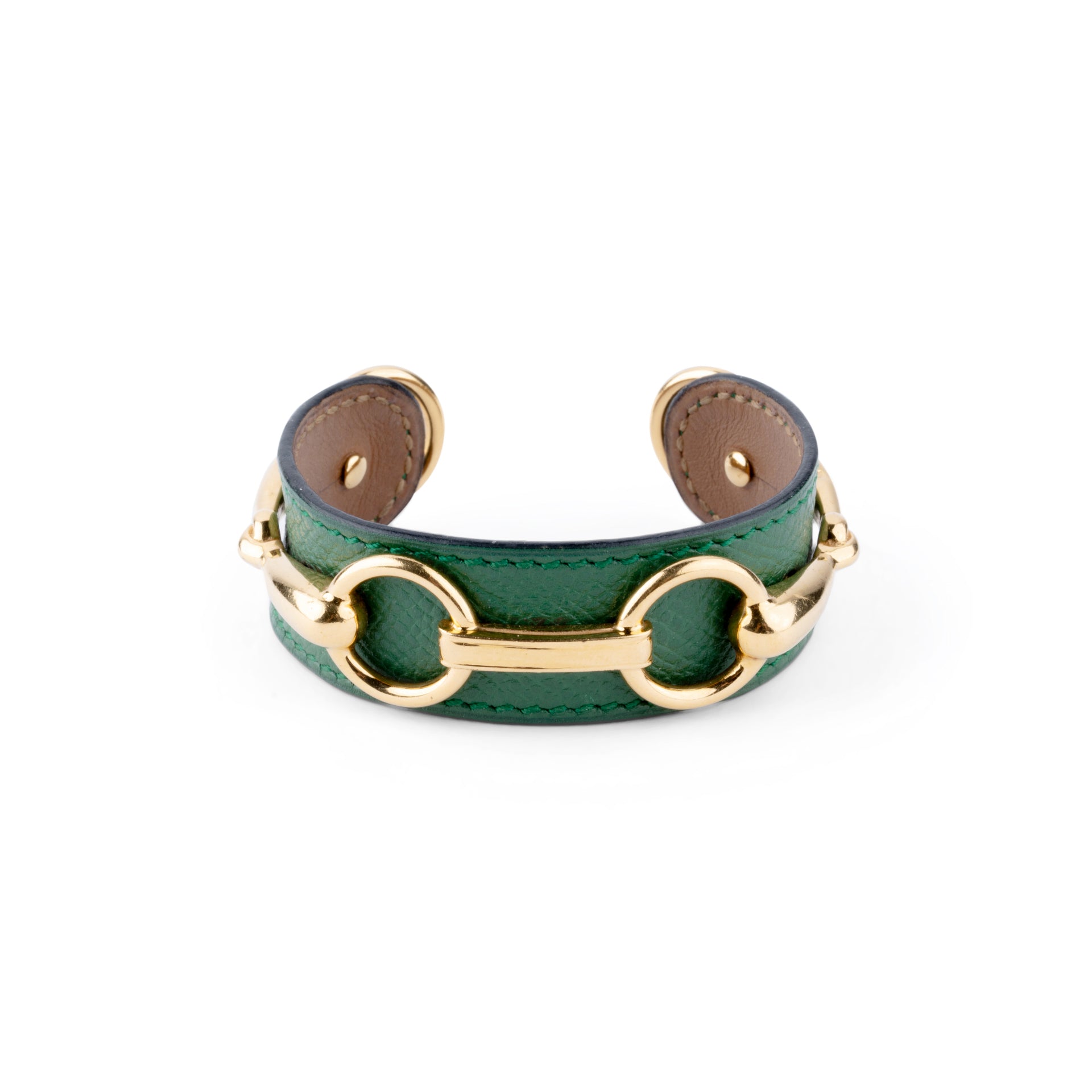 Bracelet from the house of Hermès in leather and gold metal