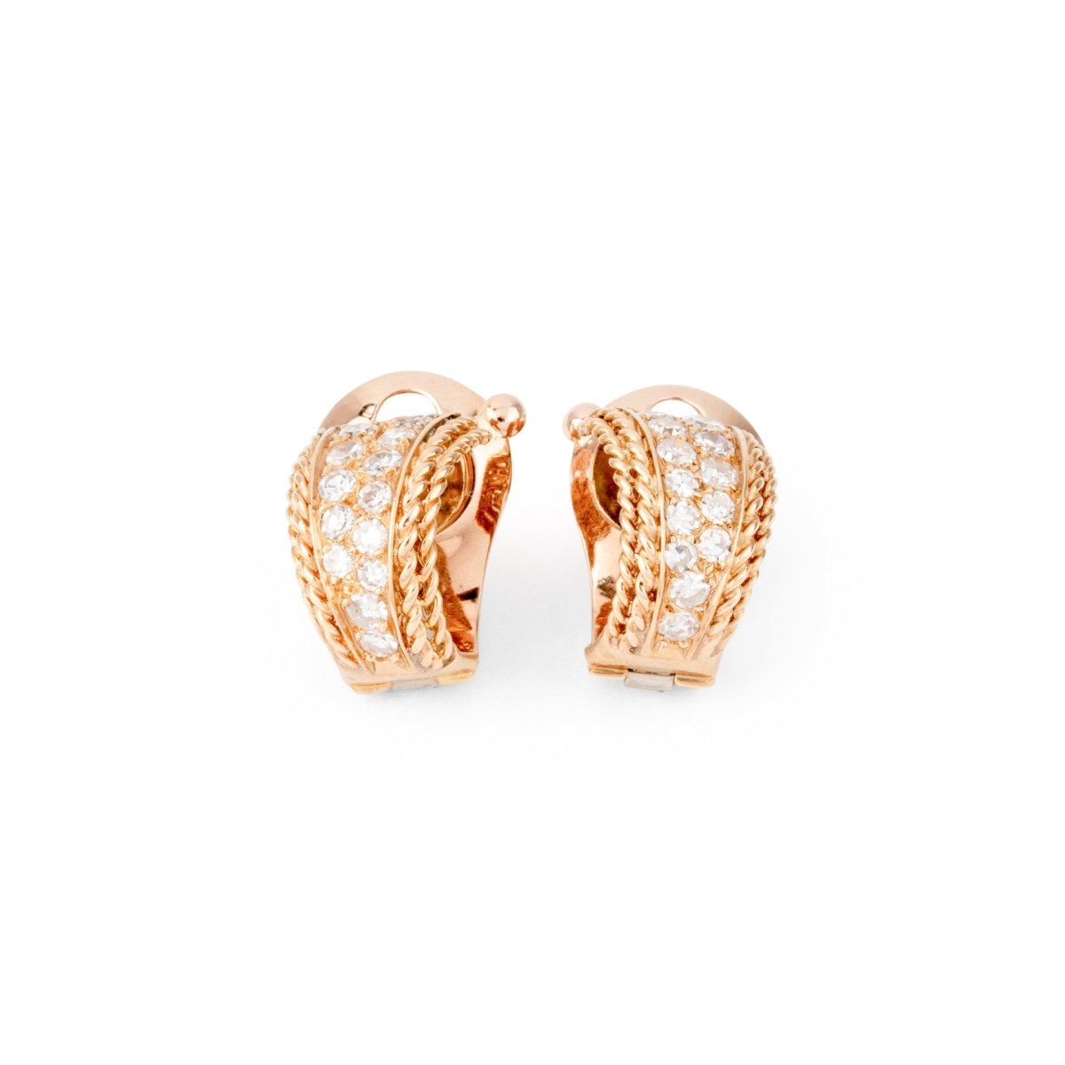 Boucles d'oreilles de la maison Van Cleef & Arpel en or jaune et diamants - Maison Eloe