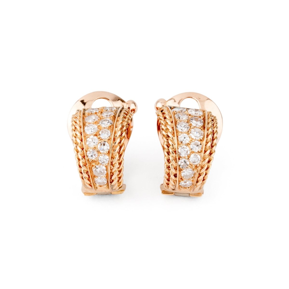 Boucles d'oreilles de la maison Van Cleef & Arpel en or jaune et diamants - Maison Eloe