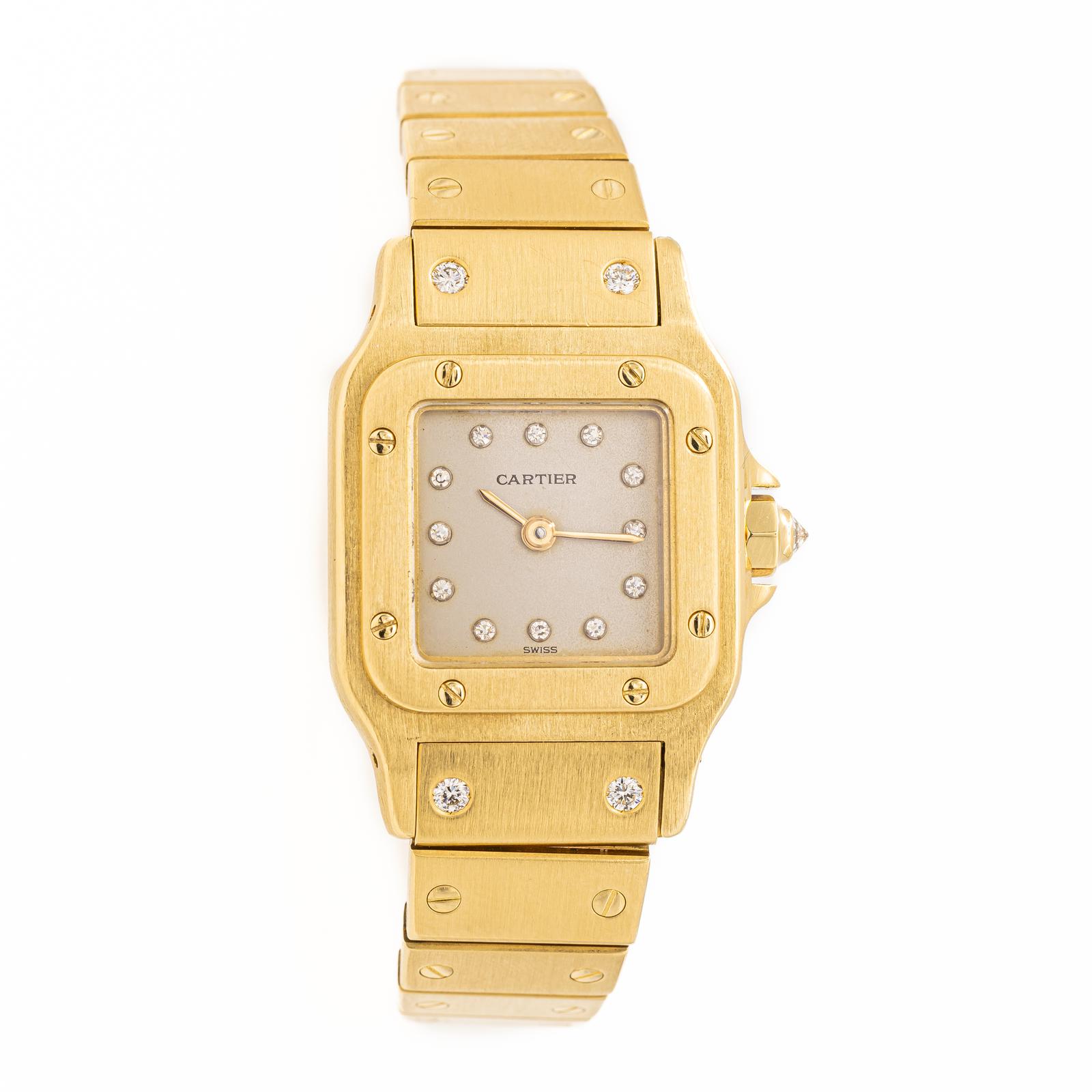 Cartier Santos Automatic Watch Yellow Gold Diamond