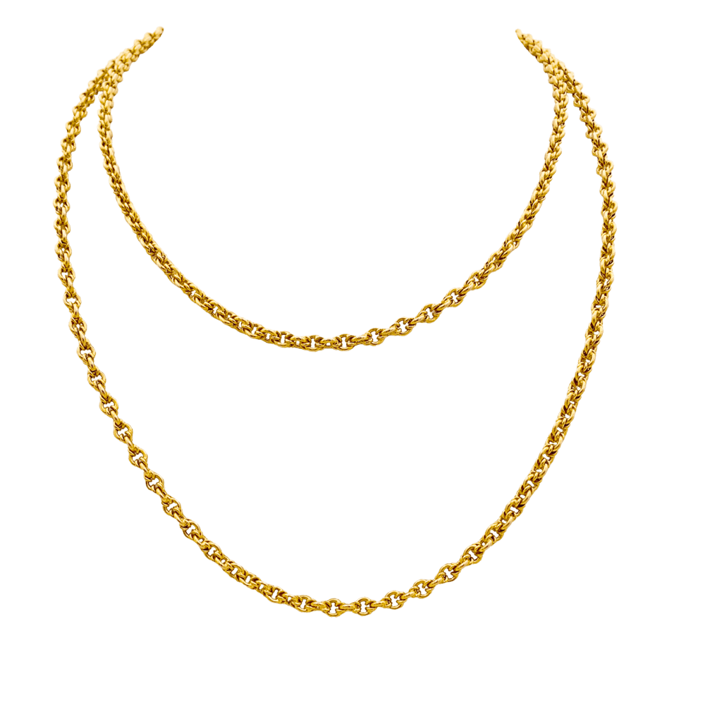 Collier-Sautoir vintage, or jaune 750/000, maille fantaisie.