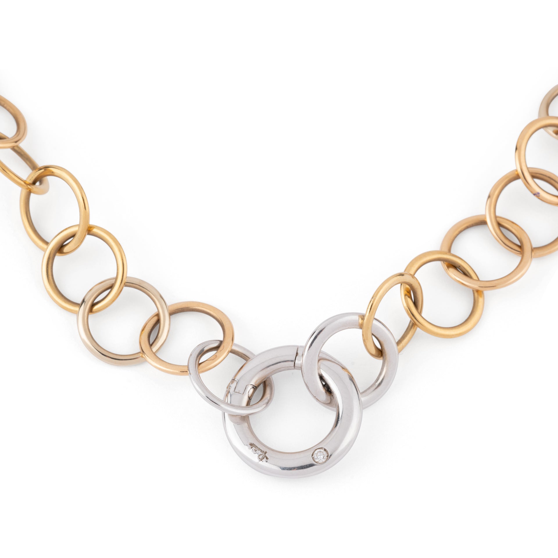 Pomellato Lucciole model necklace in yellow and white gold.
