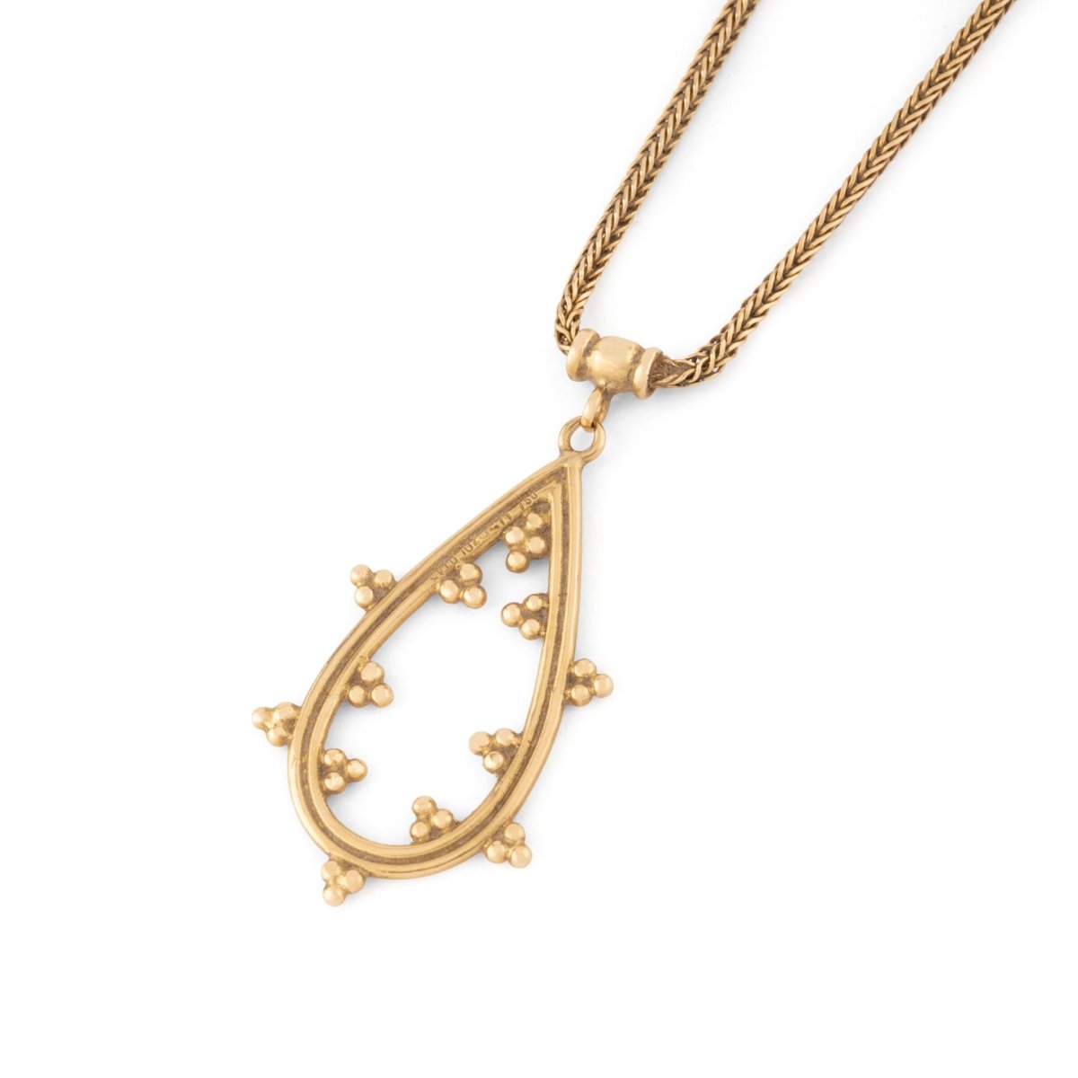 Chaîne en or jaune et pendentif assorti ciselé du créateur grec Zolotas - Maison Eloe