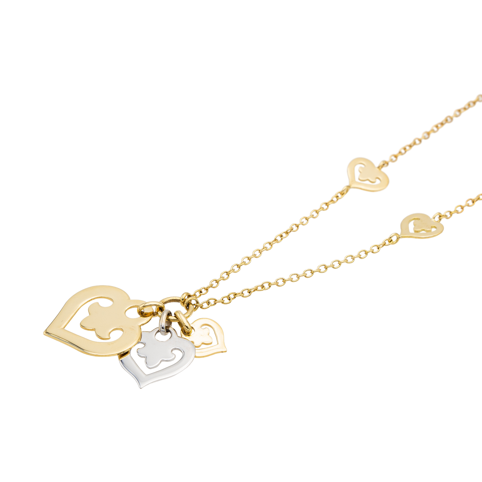 OJ Perrin Heart Necklace Yellow Gold, White Gold
