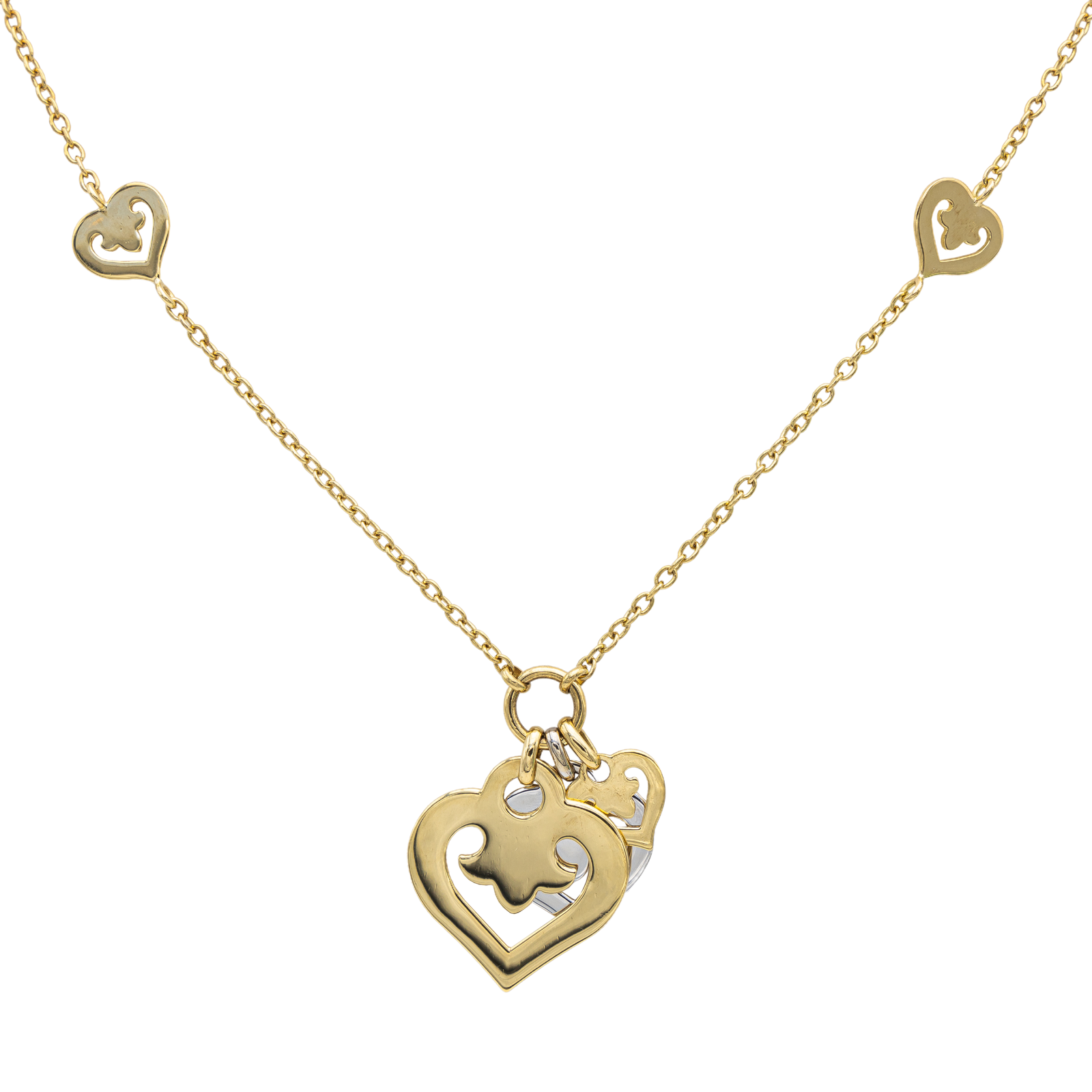 OJ Perrin Heart Necklace Yellow Gold, White Gold