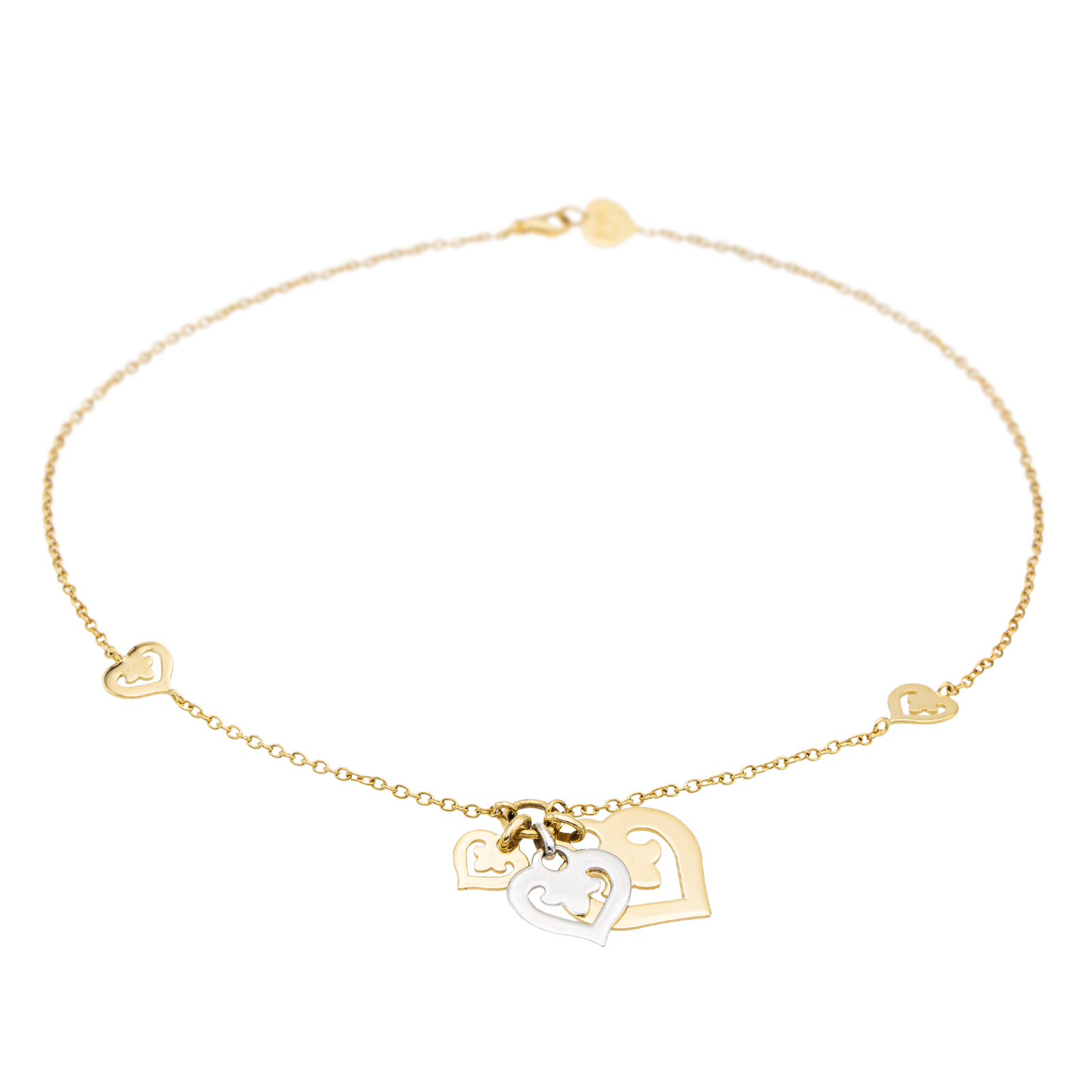 OJ Perrin Heart Necklace Yellow Gold, White Gold