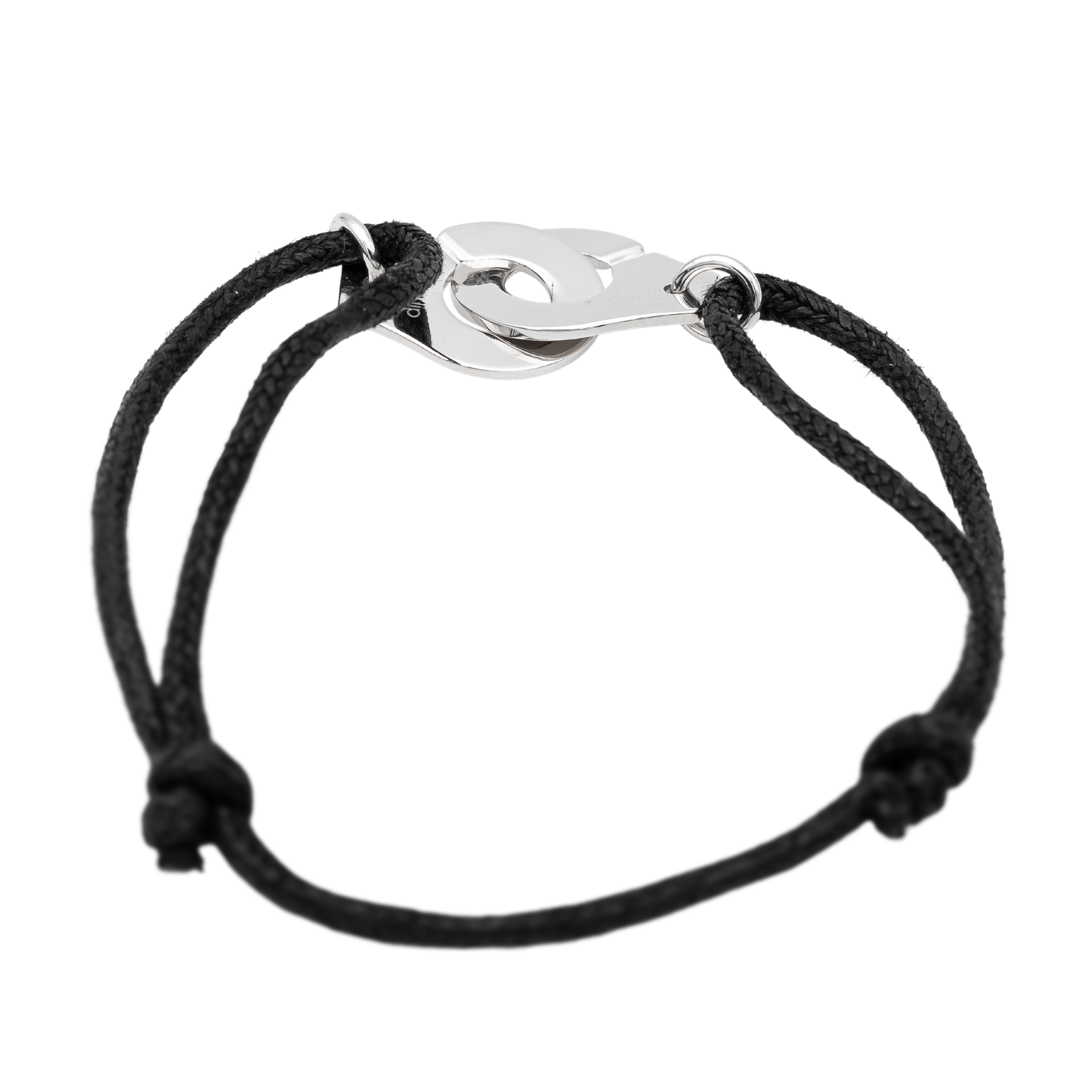 Dinh Van White Gold Handcuff Bracelet on Cord