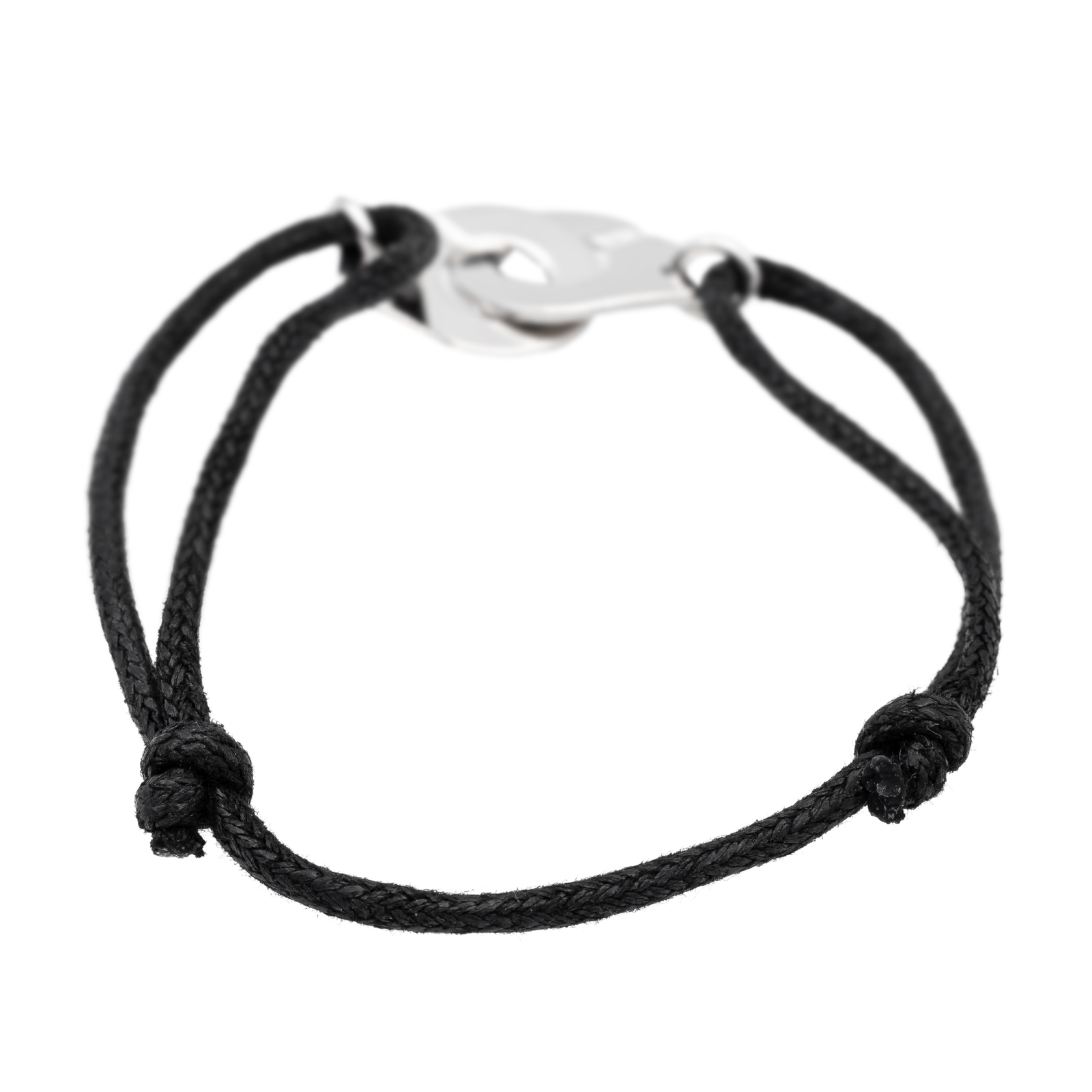 Dinh Van White Gold Handcuff Bracelet on Cord