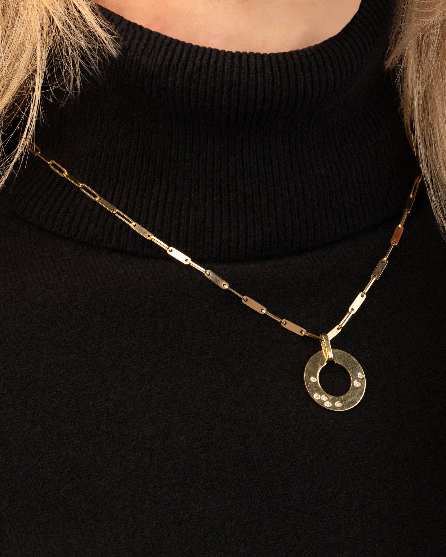 Dinh Van Collier "Cible" vintage - occasion Or Jaune Diamants