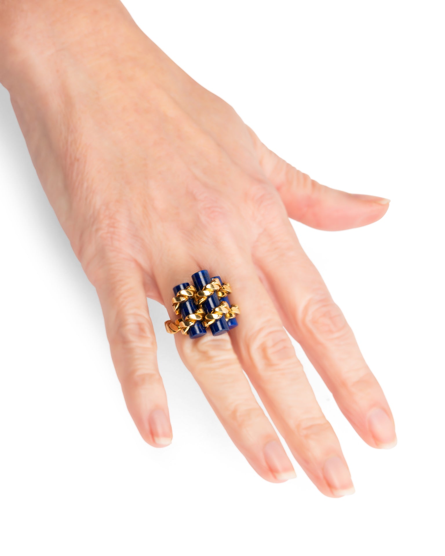 Bague vintage Fred Or Lapis-Lazuli Pinky Ring