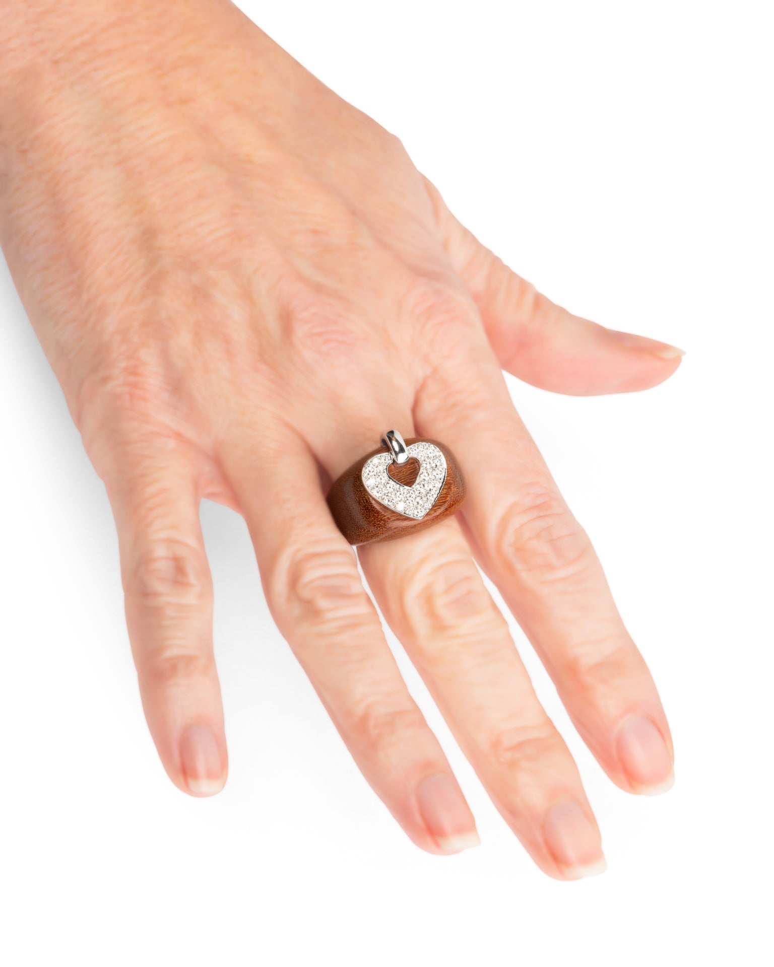 Bague Poiray Vintage Coeur Secret Diamants sur bois et Or Blanc