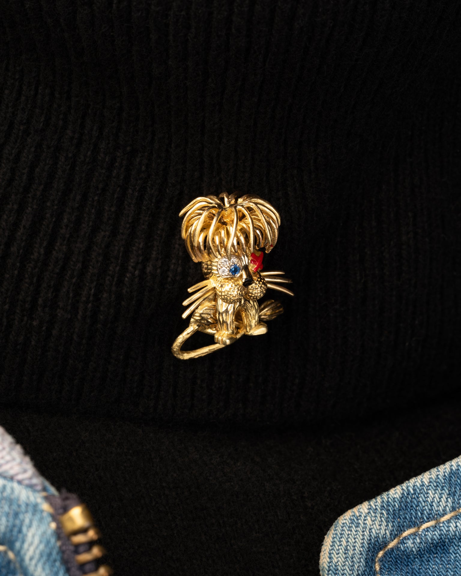 Fred, Broche Vintage Lion Borgne mini