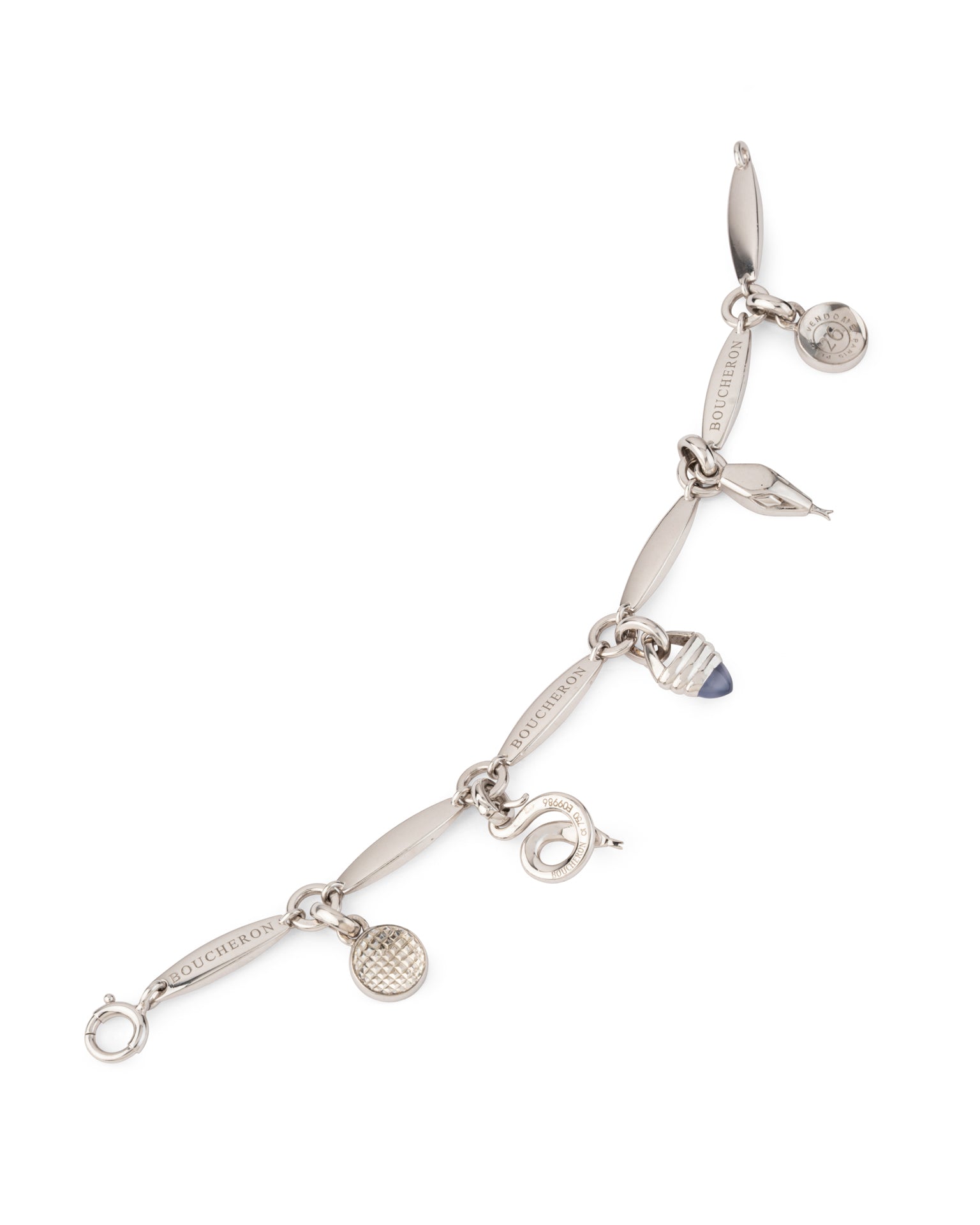 Bracelet Boucheron "Charms" Collector Or blanc Calcédoine et Cristal